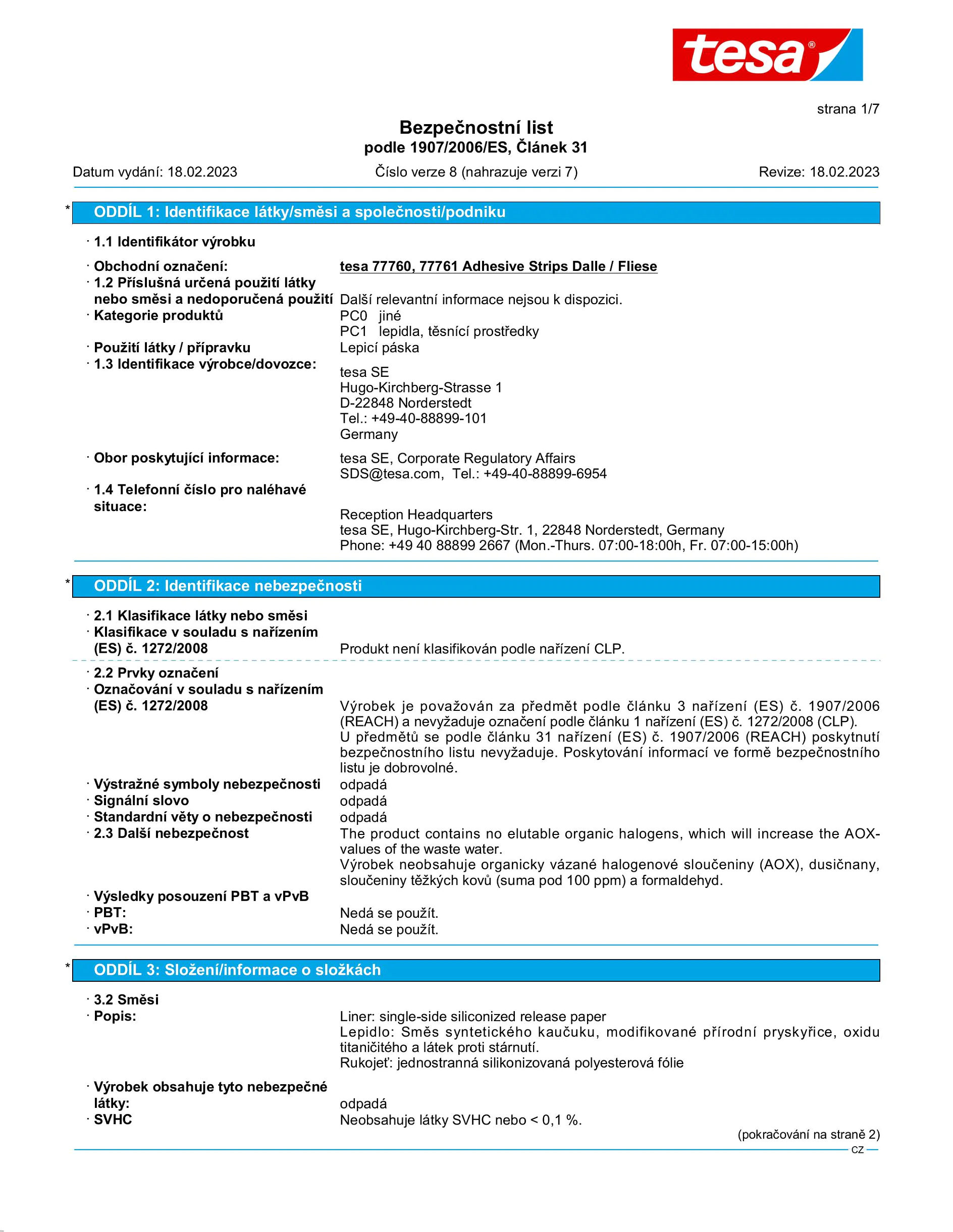 Safety data sheet_tesa® 77761_cs-CZ_v8