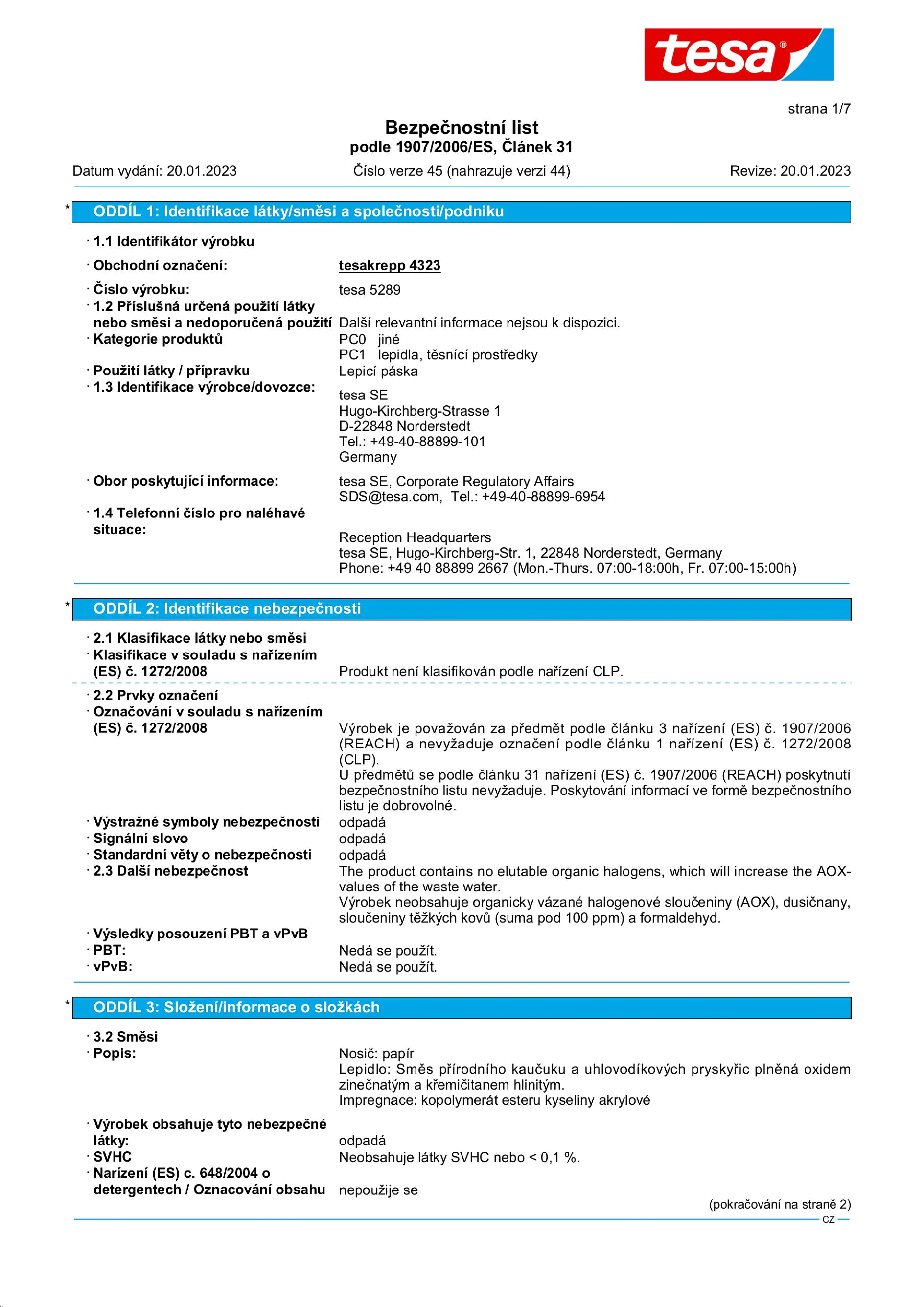 Safety data sheet_tesa® Professional 04323_cs-CZ_v45