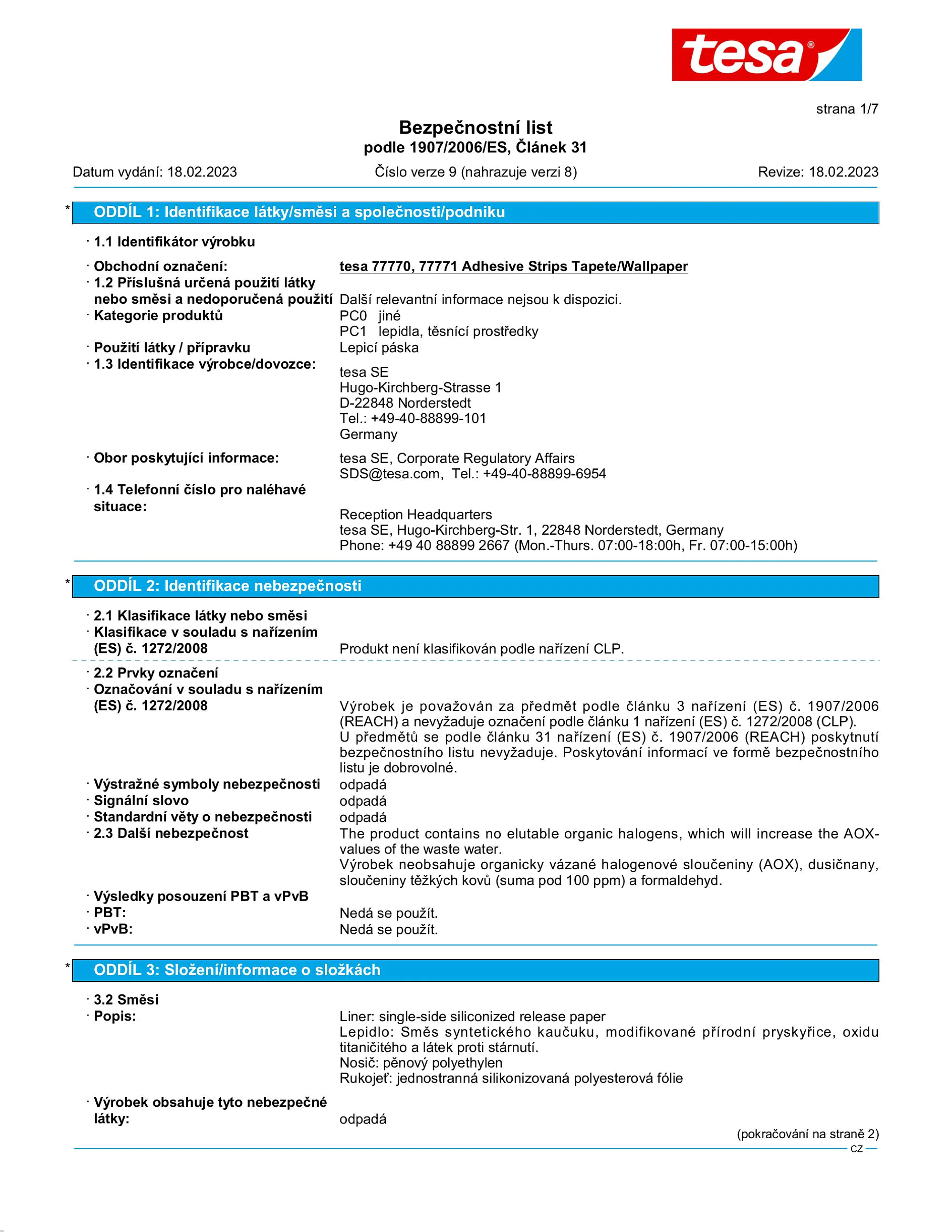 Safety data sheet_tesa® 77771_cs-CZ_v9