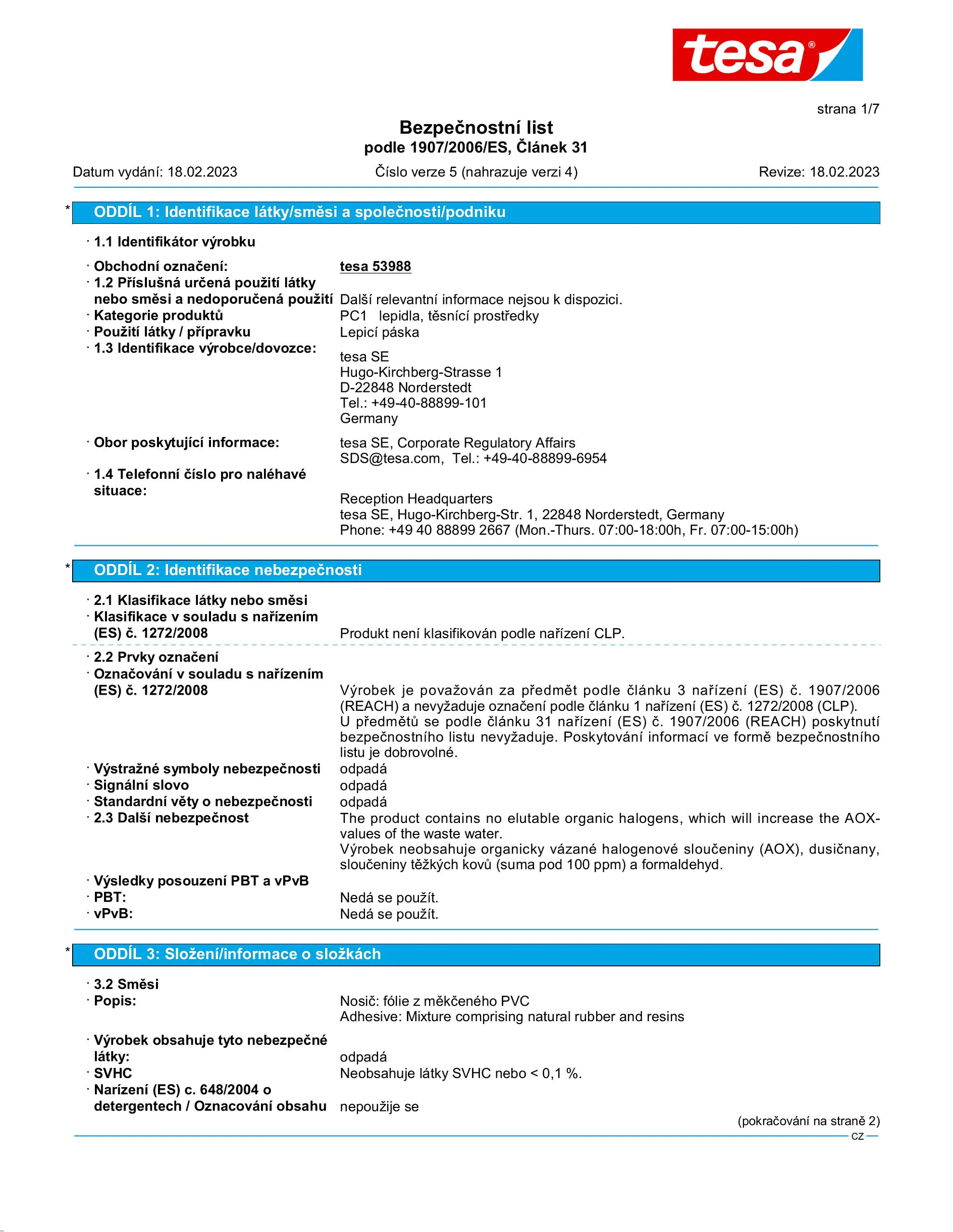 Safety data sheet_tesa® 5495_cs-CZ_v5