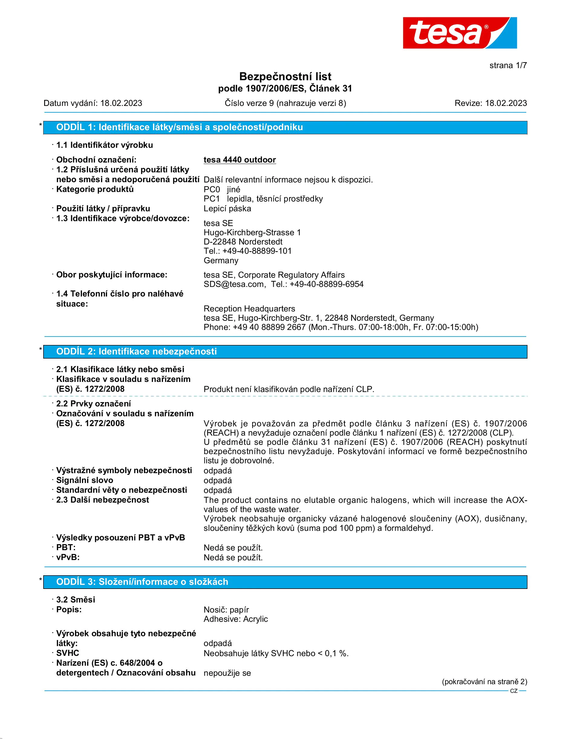 Safety data sheet_tesa® Professional 04440_cs-CZ_v9