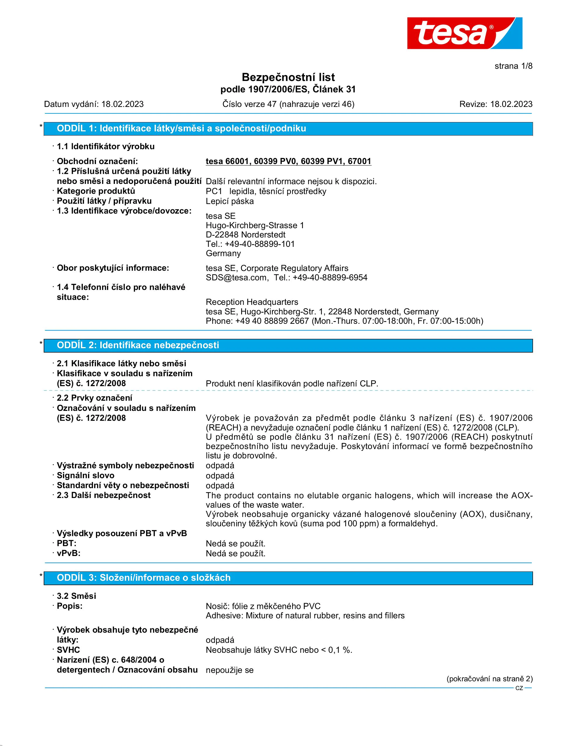 Safety data sheet_tesa® Professional 66001_cs-CZ_v47