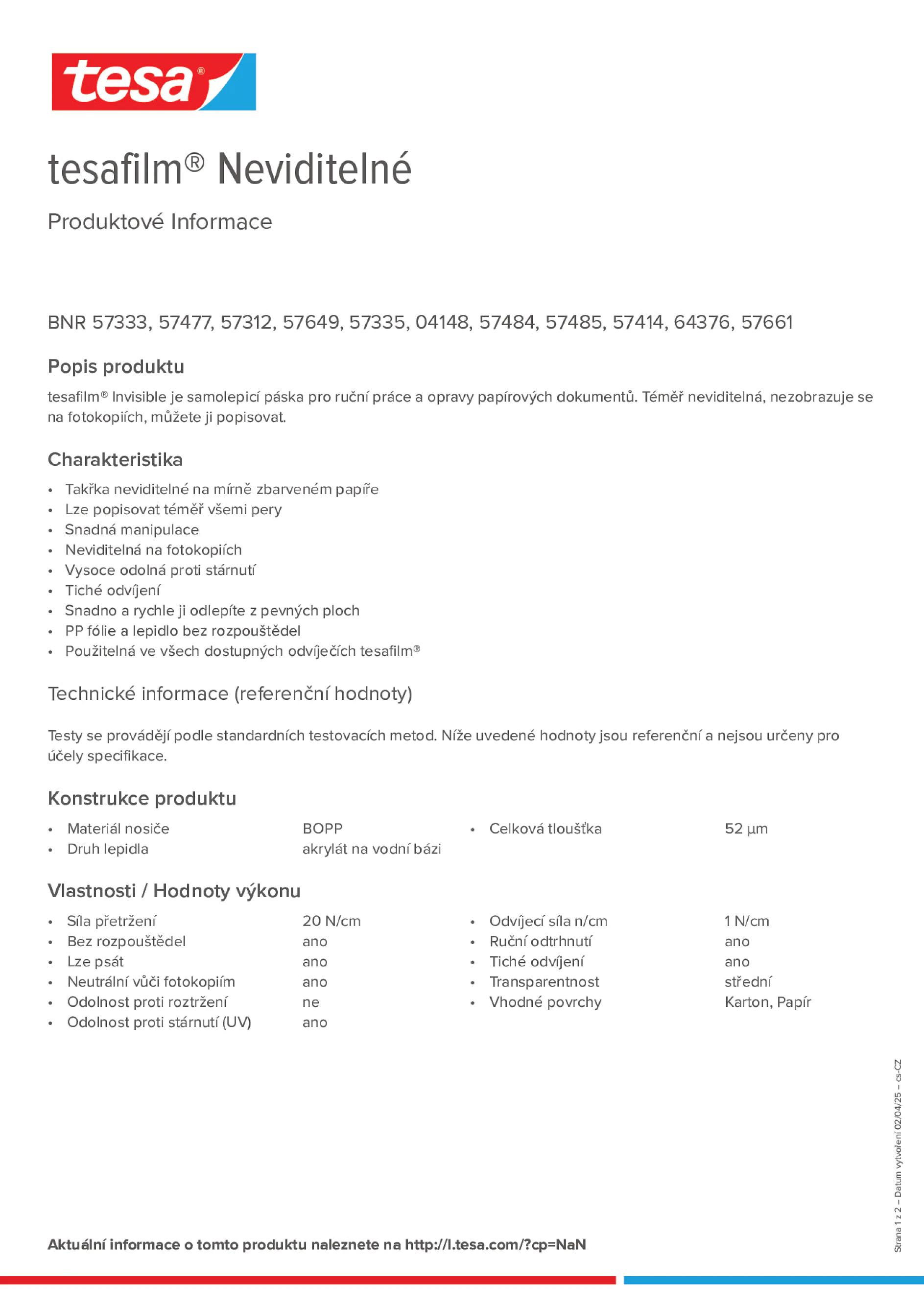 Product information_tesafilm® 57312_cs-CZ