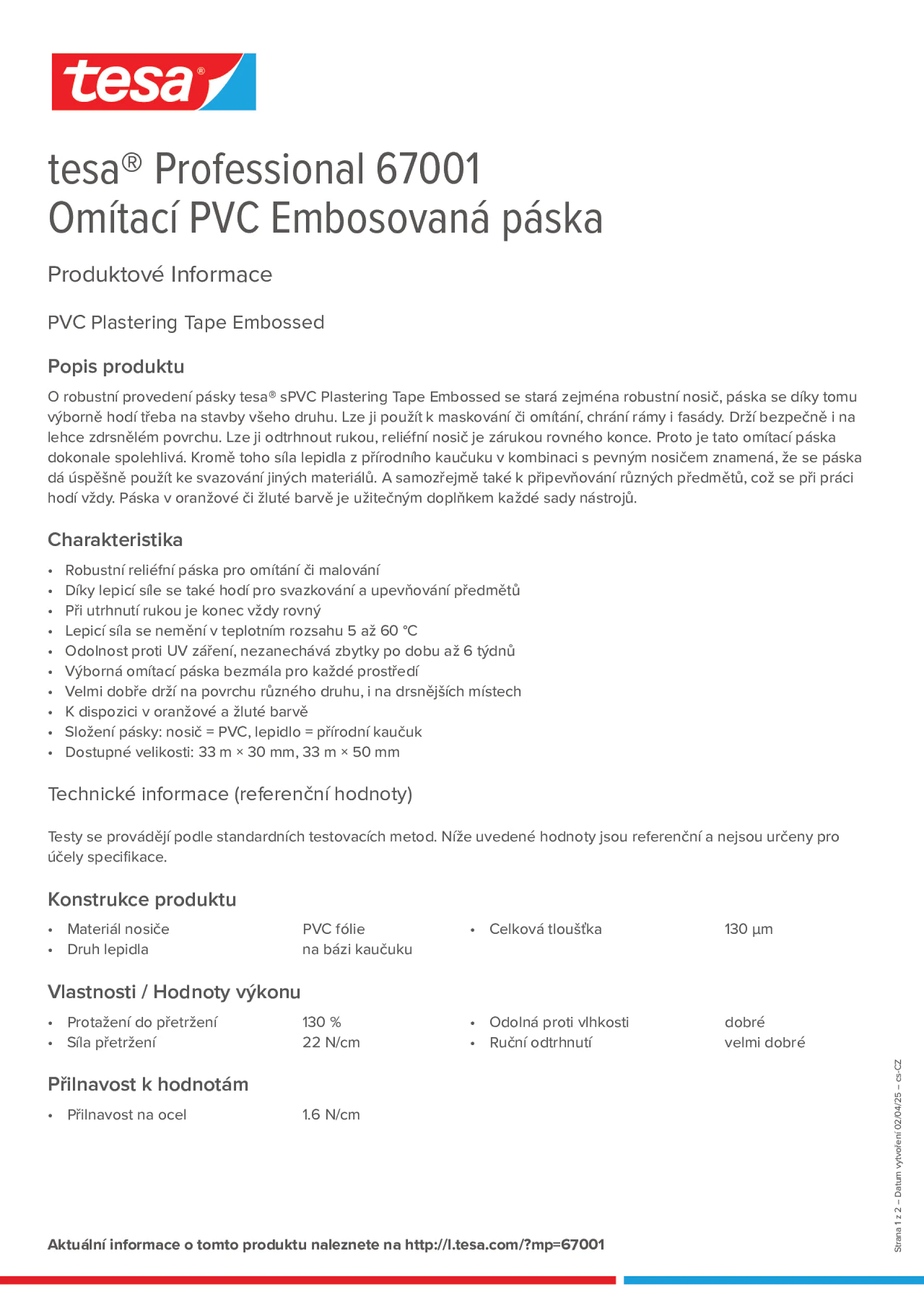 Product information_tesa® Professional 67001_cs-CZ