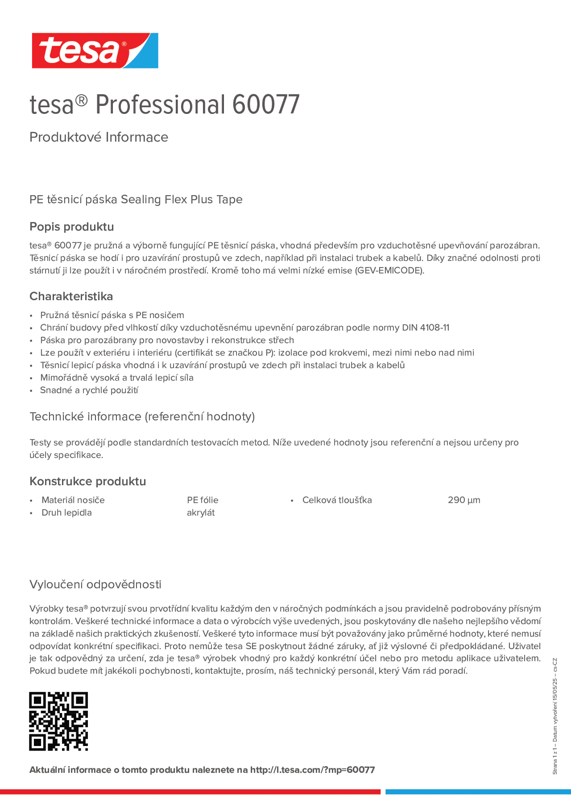 Product information_tesa® Professional 60077_cs-CZ