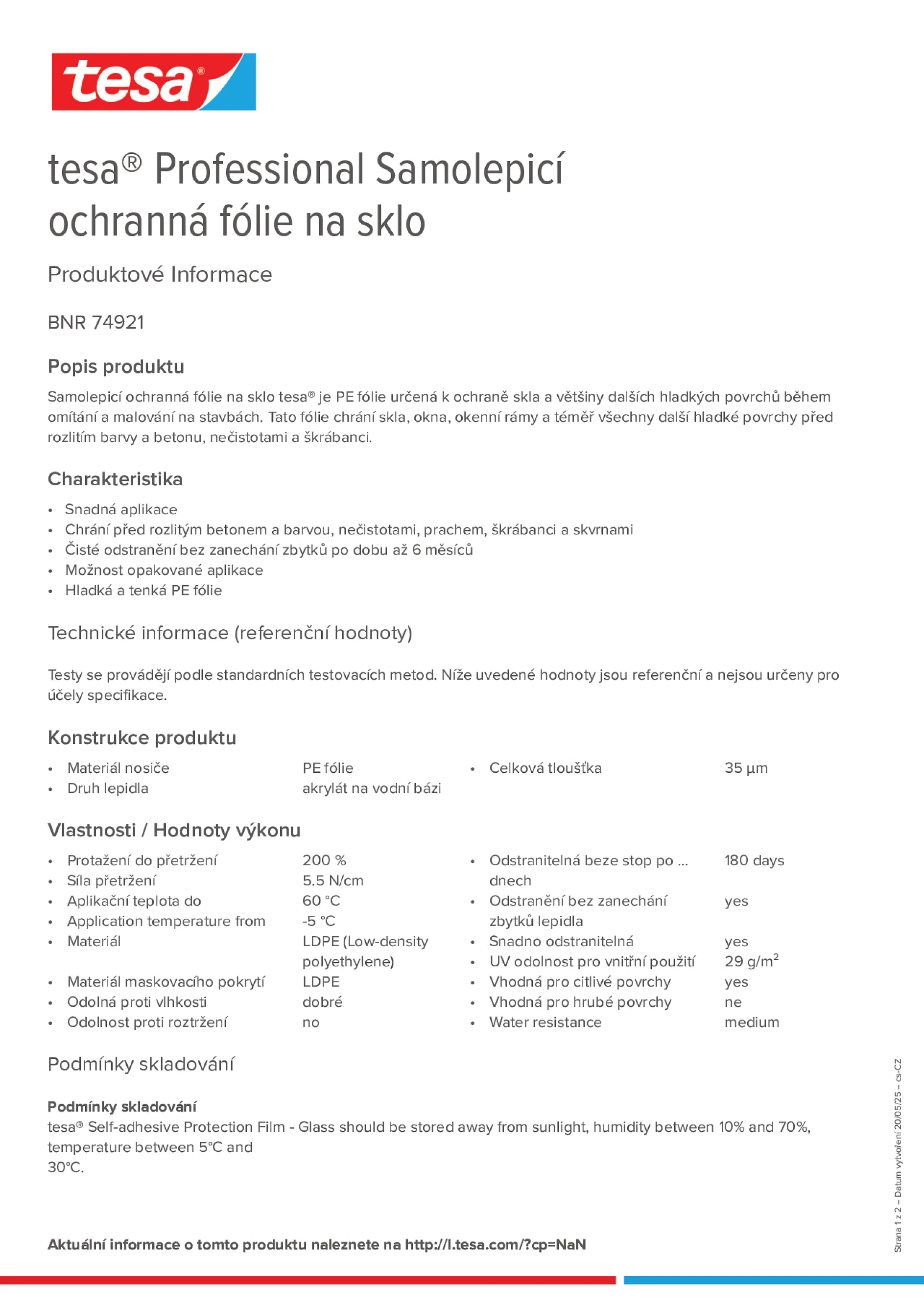 Product information_tesa® Professional 74921_cs-CZ