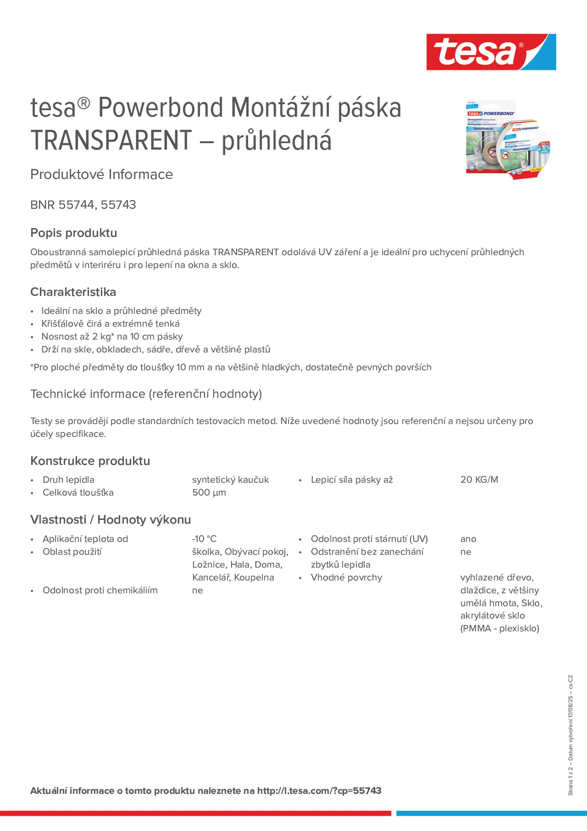 Product information_tesa® Powerbond 55744_cs-CZ