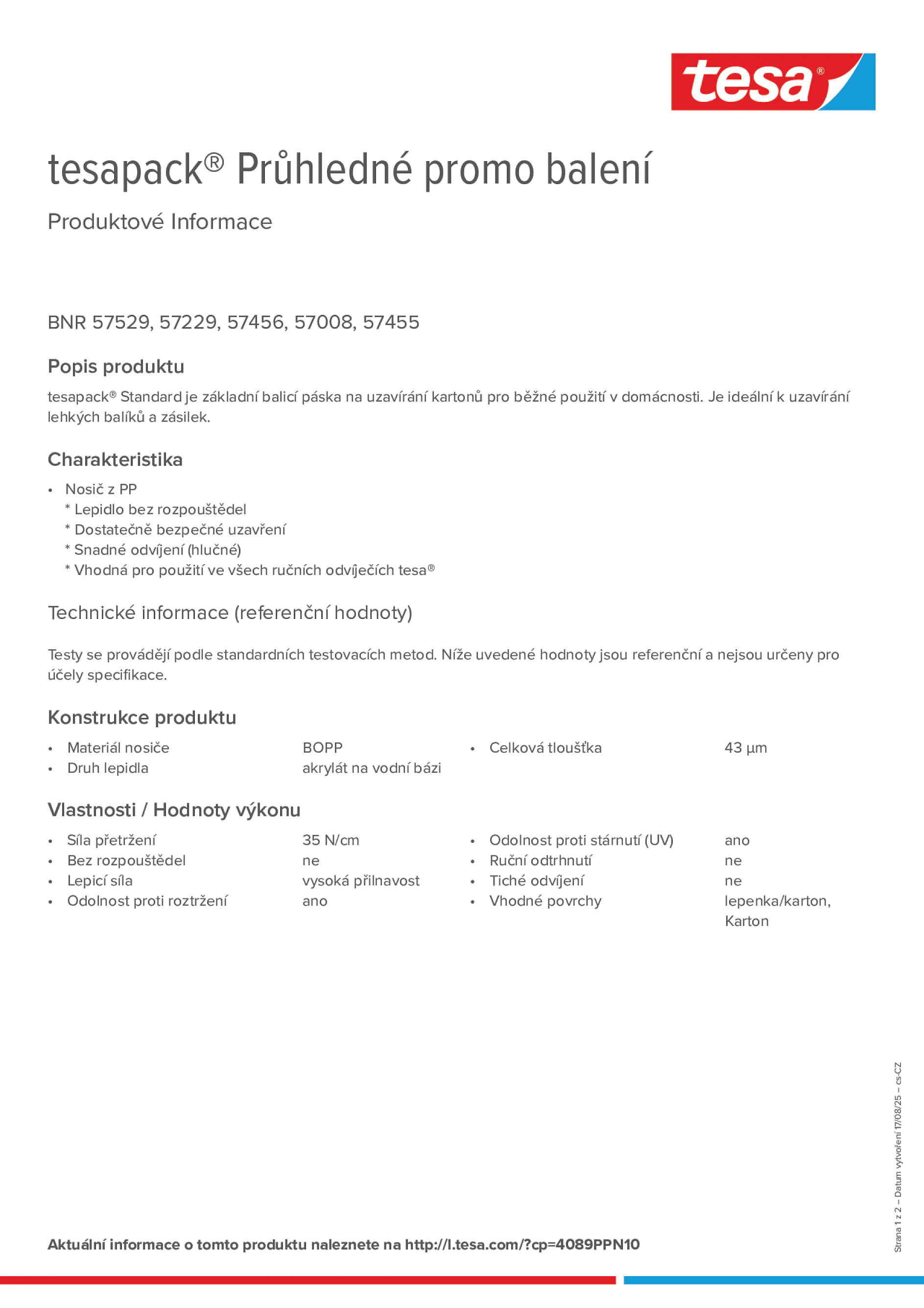 Product information_tesapack® 57456_cs-CZ