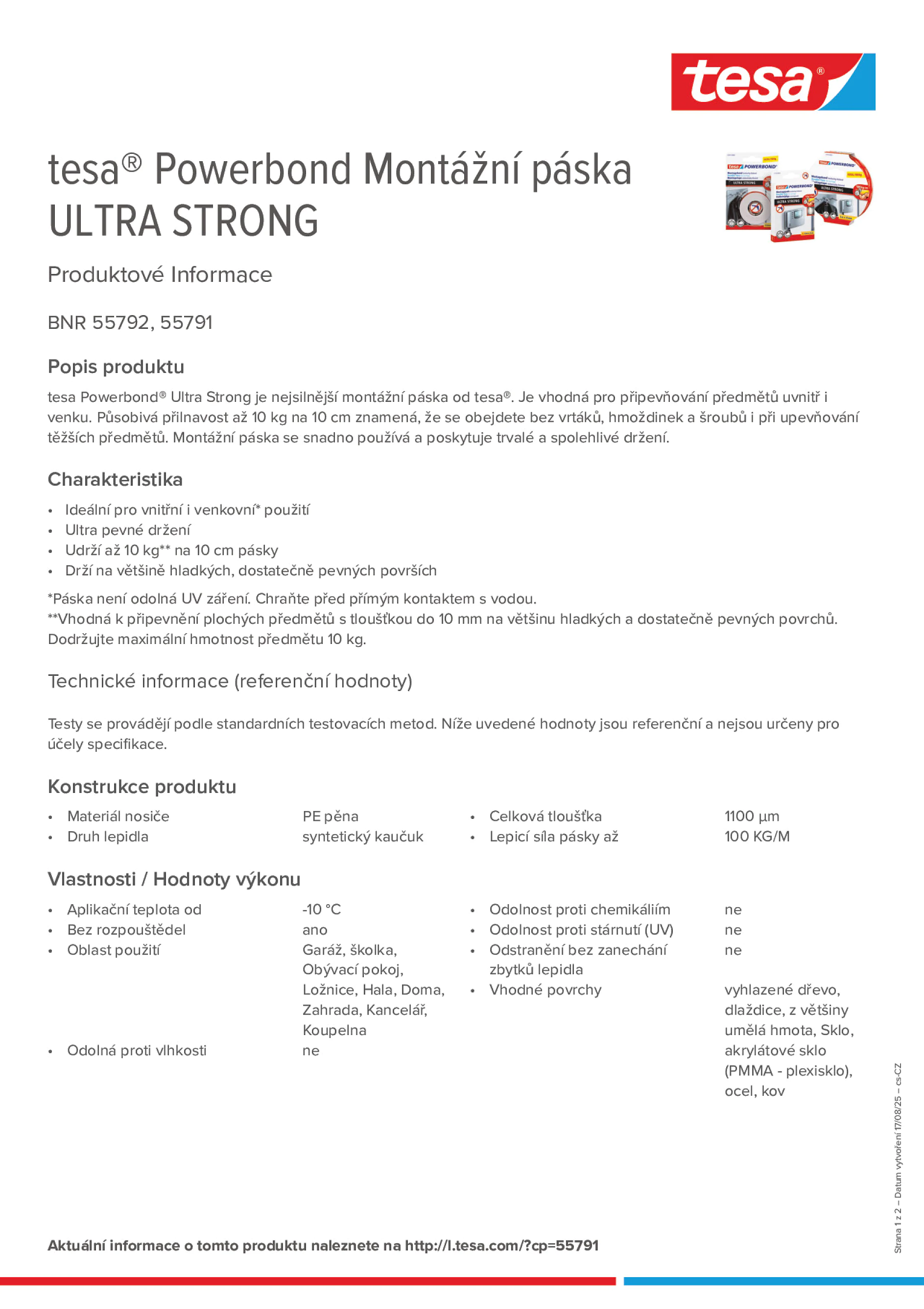 Product information_tesa® Powerbond 55791_cs-CZ