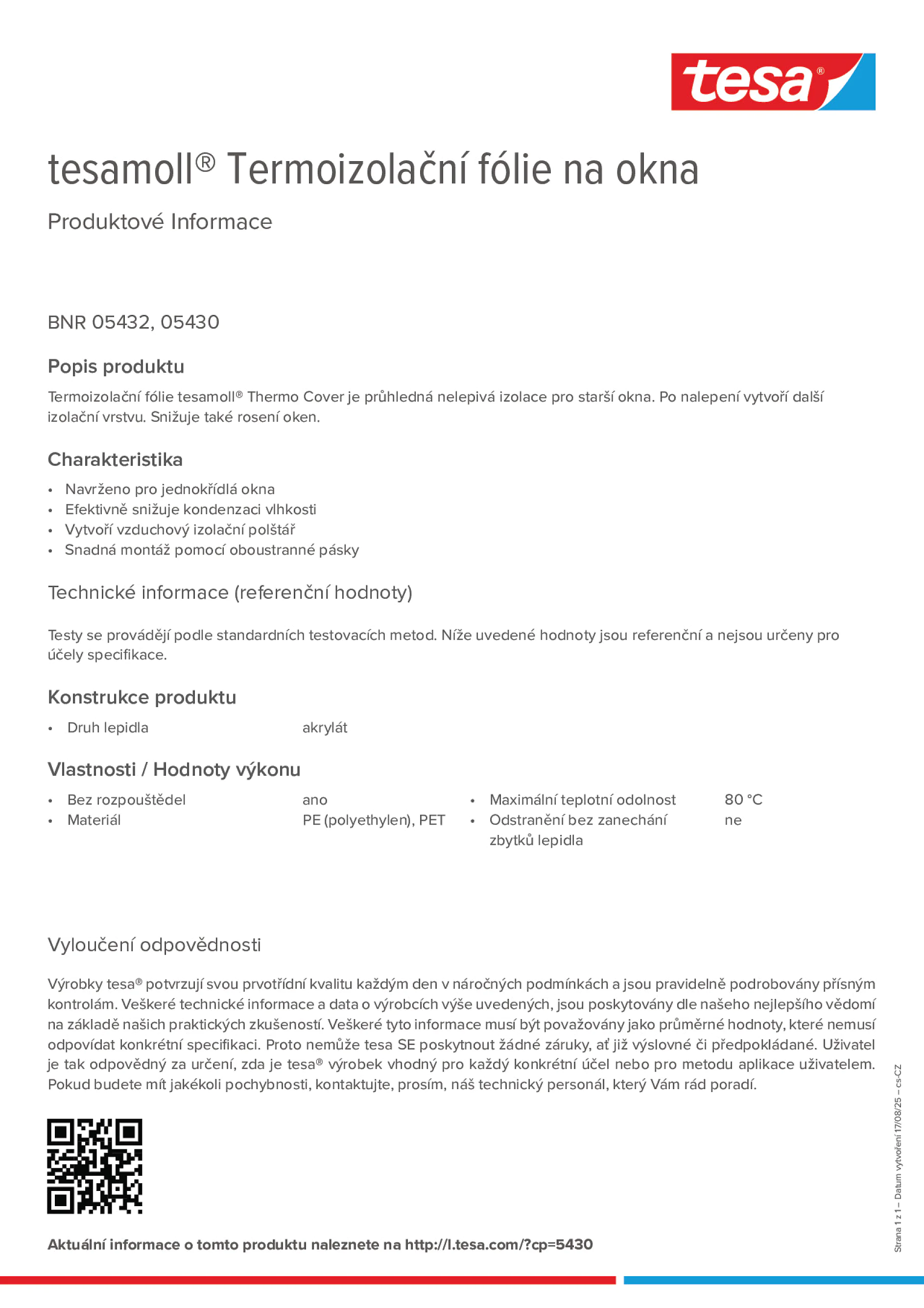 Product information_tesamoll® 5430_cs-CZ