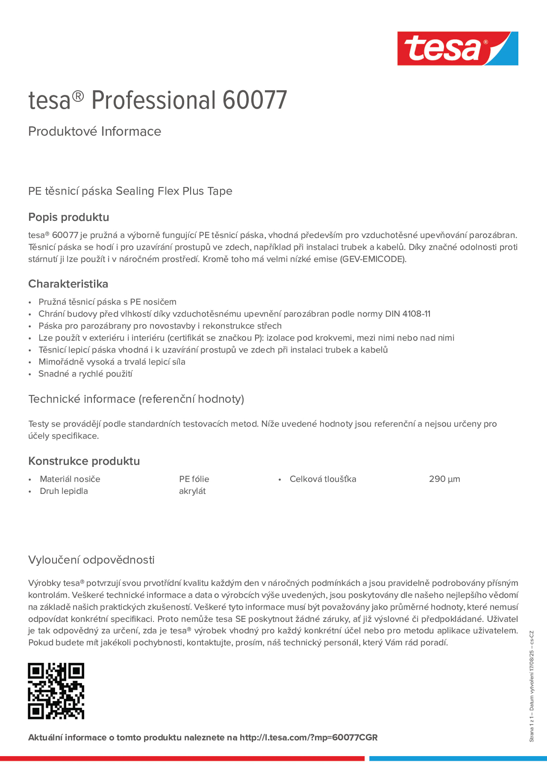 Product information_tesa® Professional 60077_cs-CZ