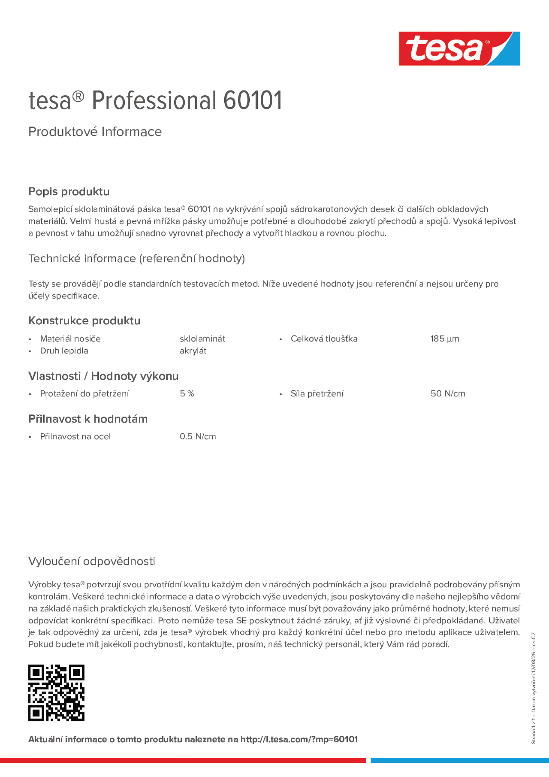 Product information_tesa® Professional 60101_cs-CZ