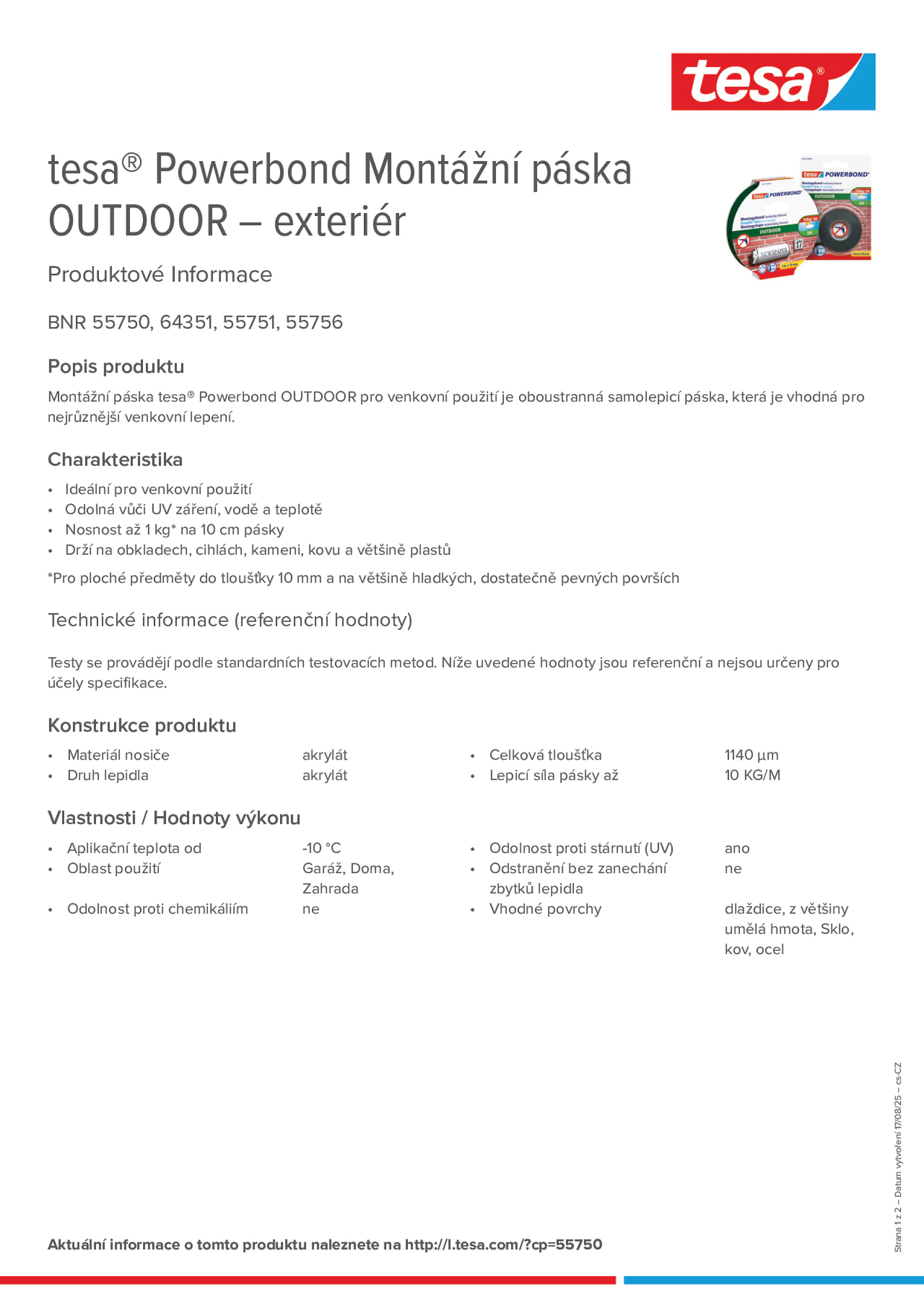 Product information_tesa® Powerbond 55751_cs-CZ