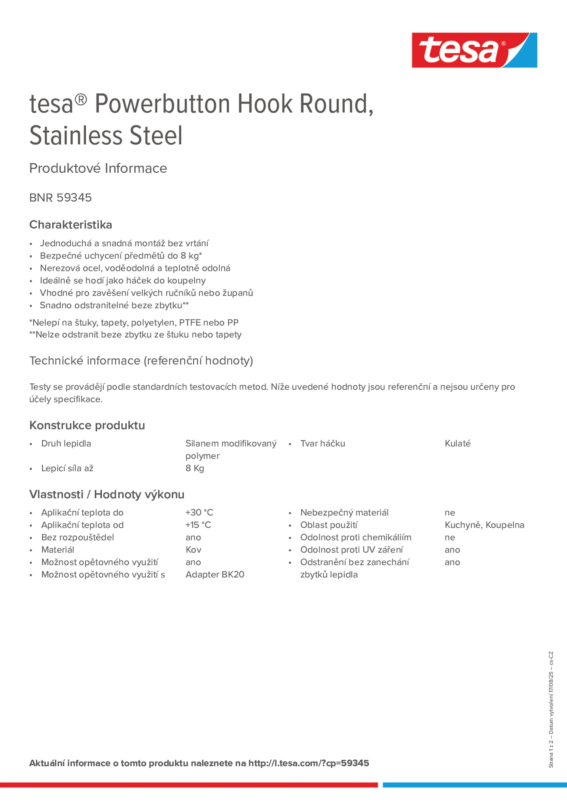 Product information_tesa® Powerbutton 59345_cs-CZ