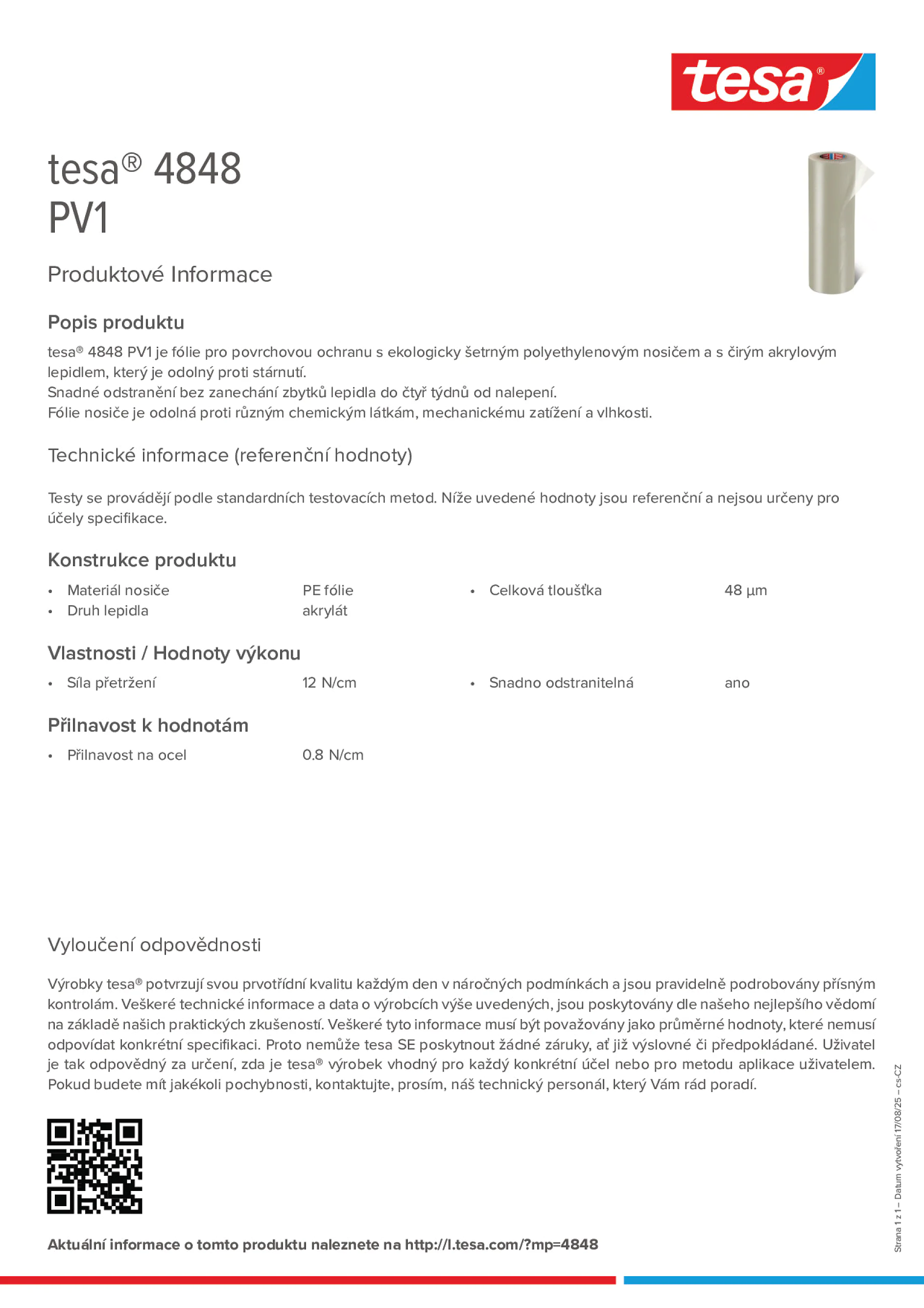 Product information_tesa® 4848_cs-CZ
