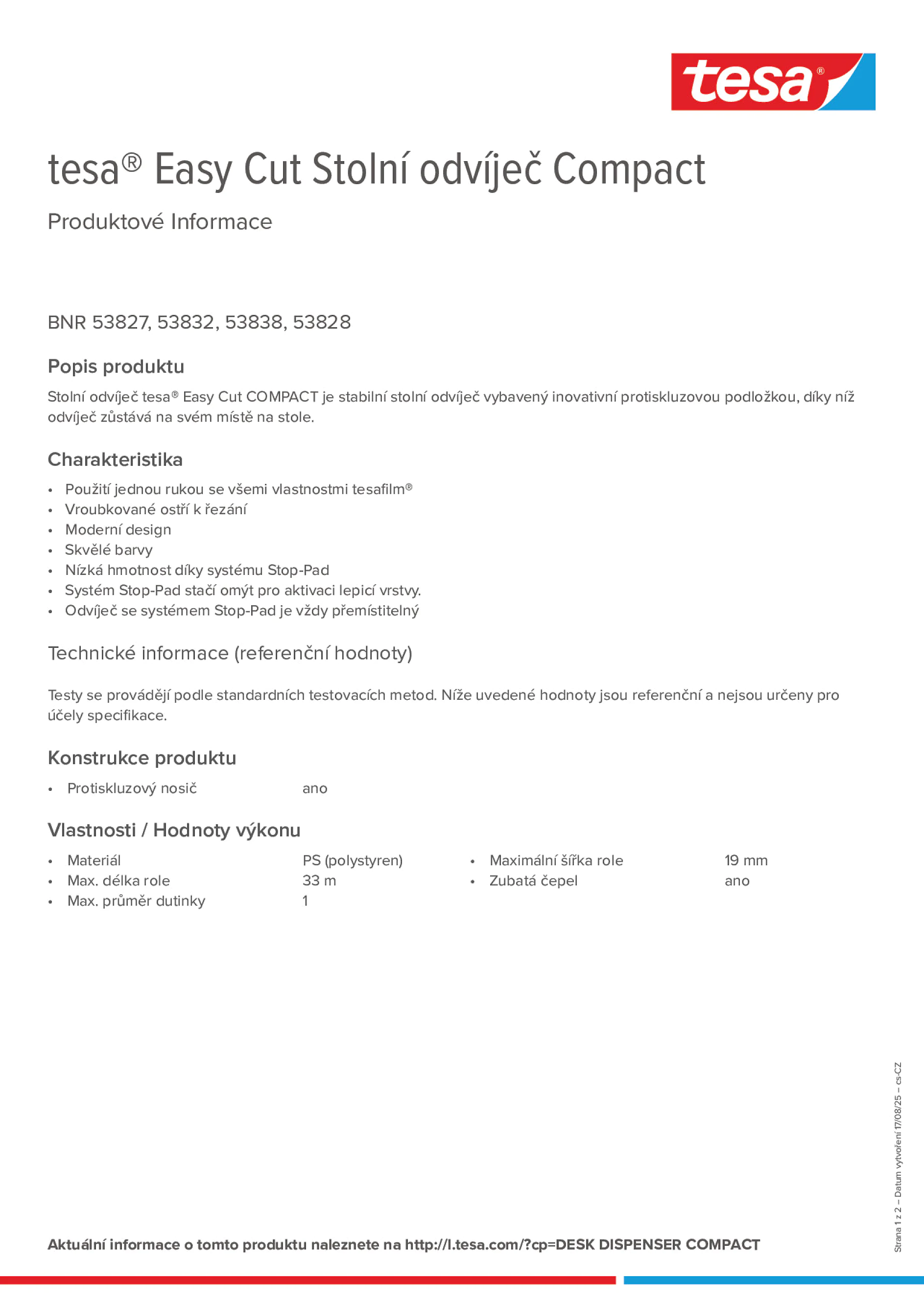 Product information_tesa® Easy Cut 53823_cs-CZ