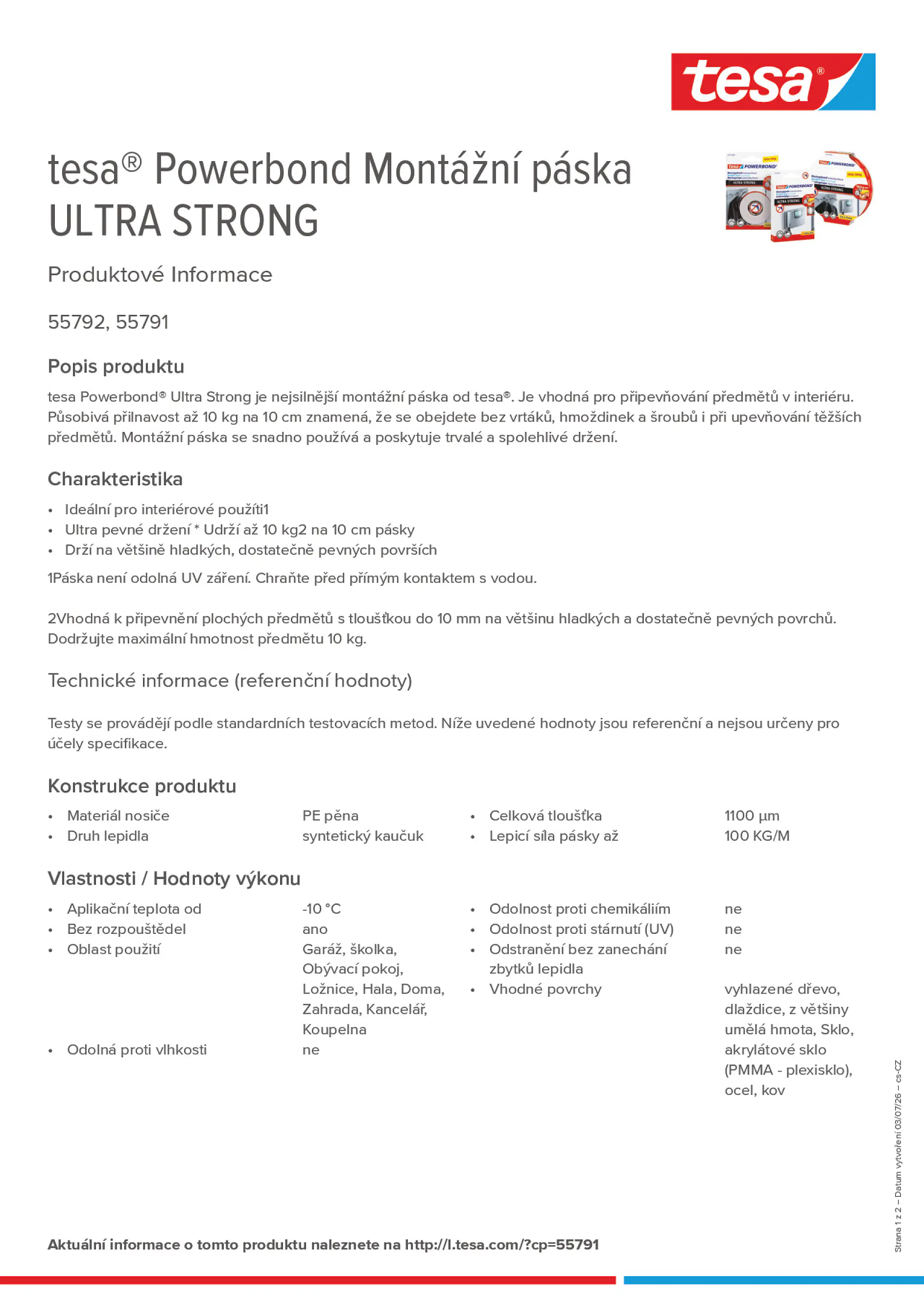 Product information_tesa® Powerbond 55791_cs-CZ