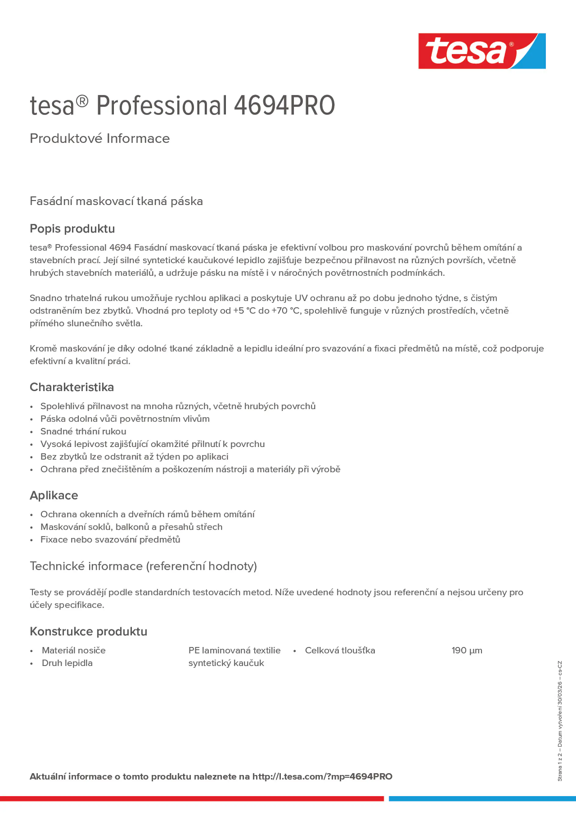 Product information_tesa® Professional 4694PRO_cs-CZ