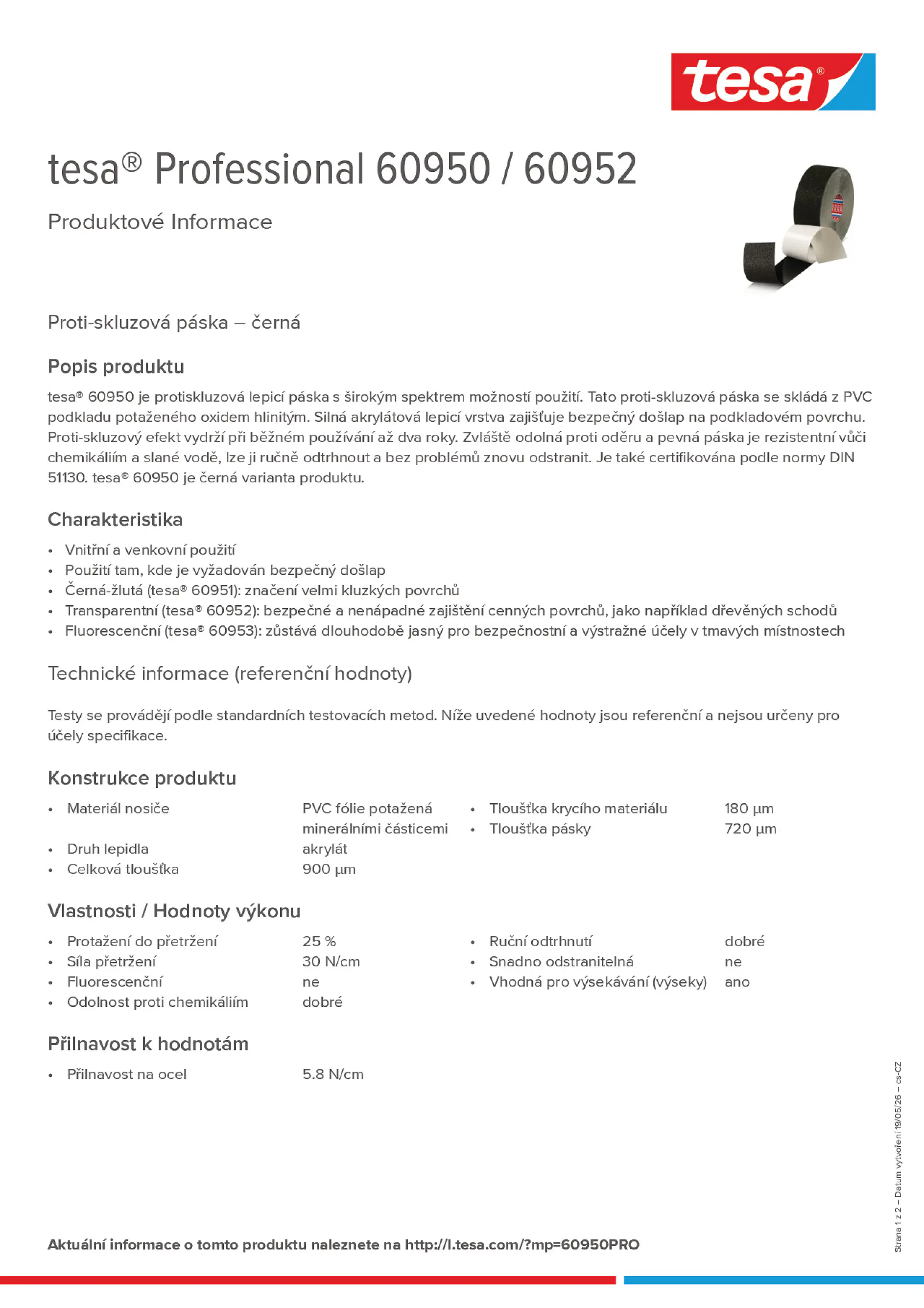 Product information_tesa® Professional 60950 / 60952_cs-CZ