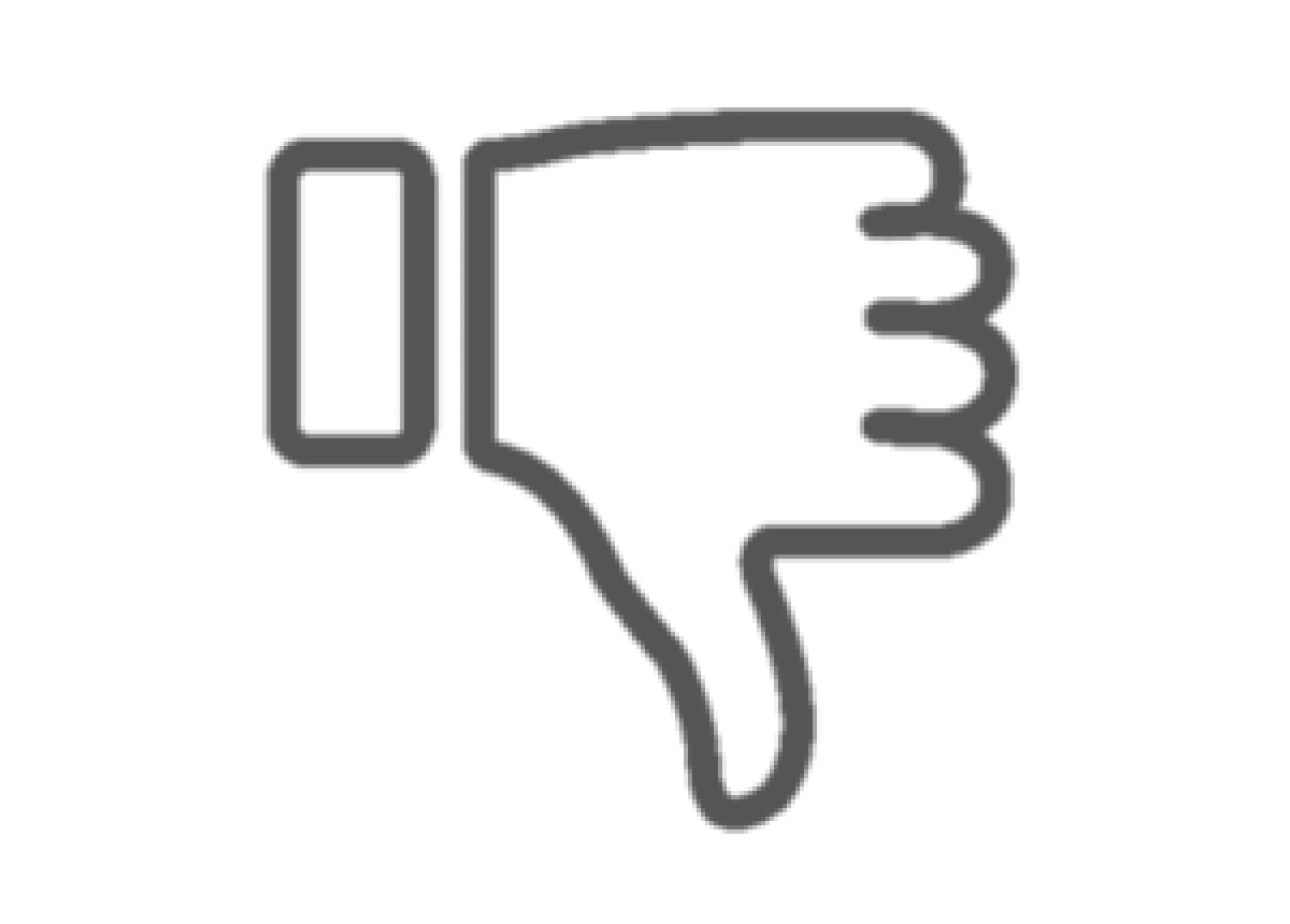 En enkel, sort omrids af en håndbevægelse med tommelfingeren nedad på en hvid baggrund, der symboliserer misbilligelse eller modvilje. (This text has been generated by AI)