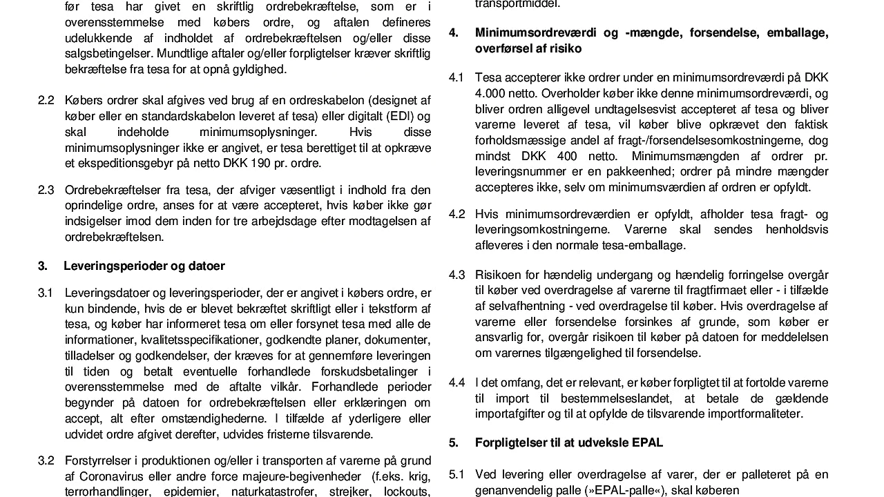 Salgs- og leveringsbetingelser