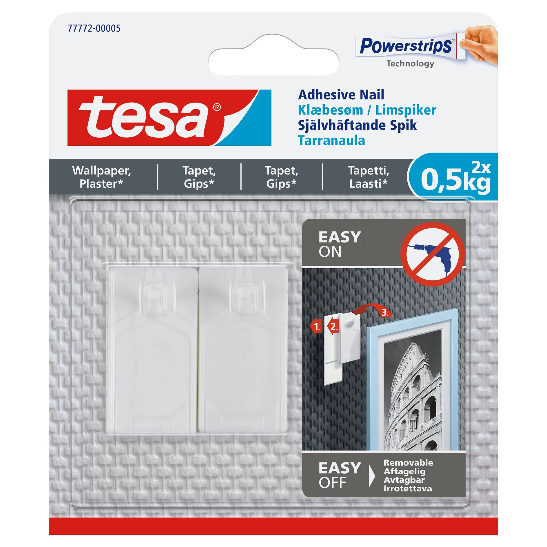 [en-en] tesa Smart Mounting system, adhesive nail for wallpaper, 2 x 1kg