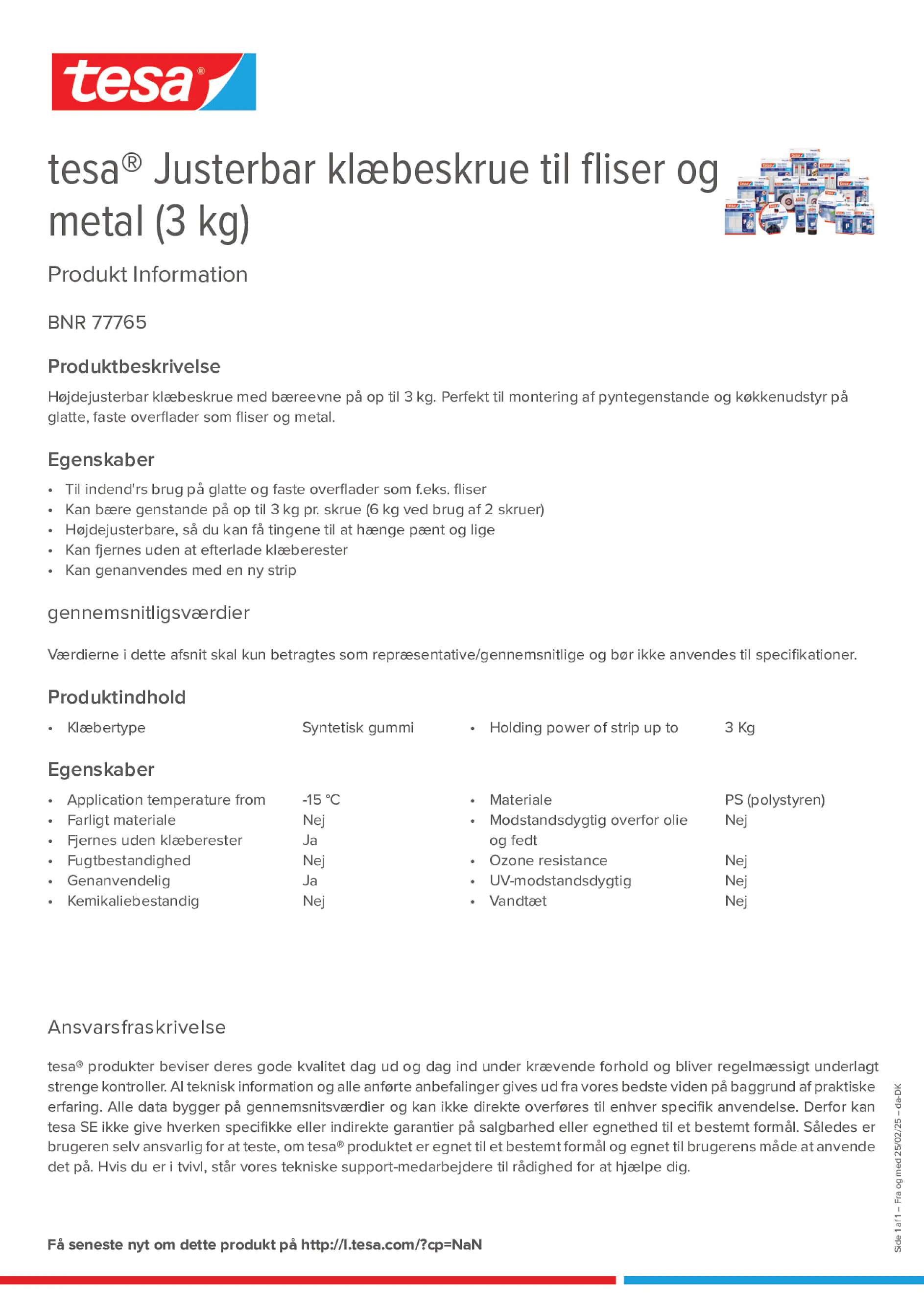Product information_tesa® 77765_da-DK