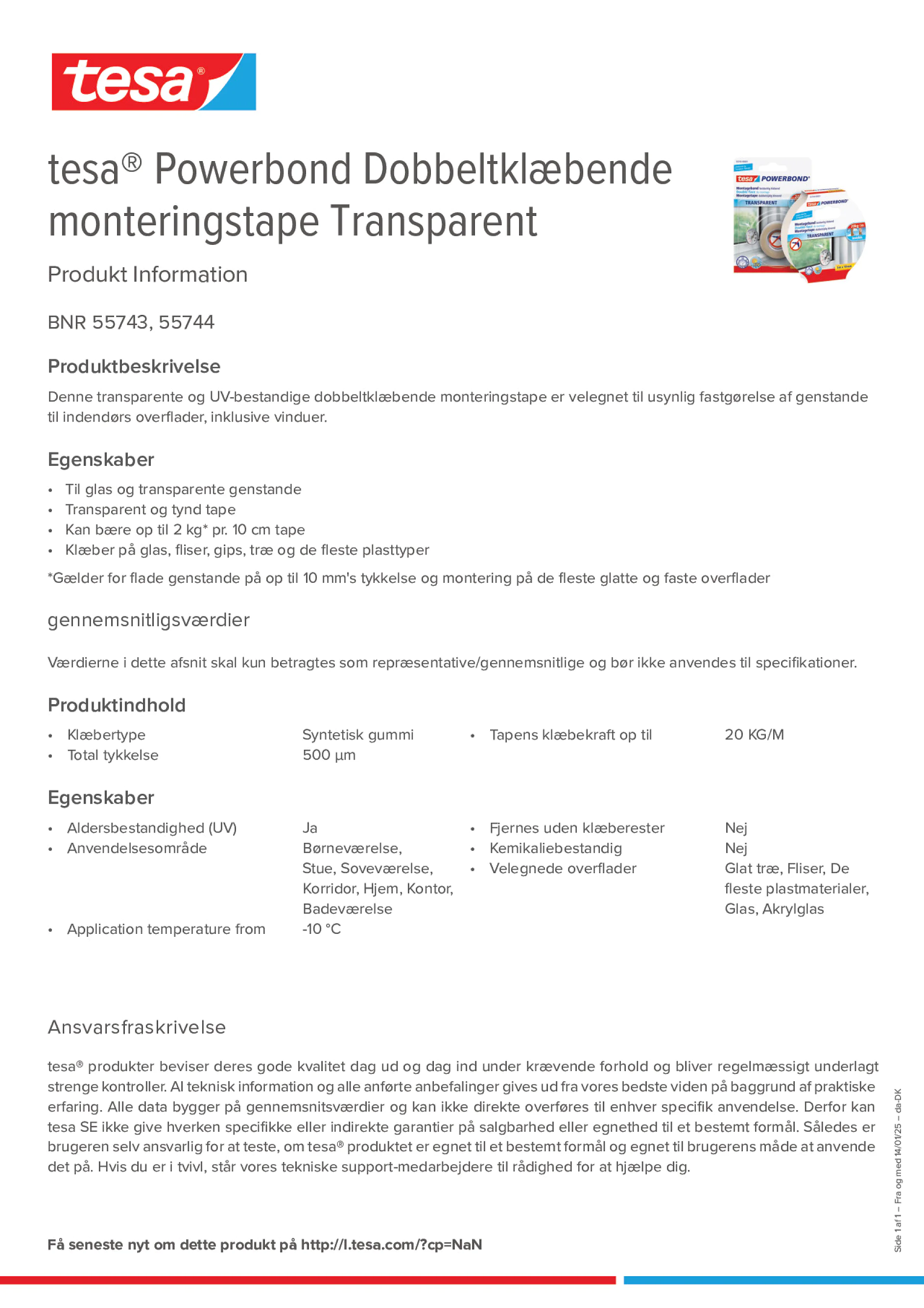 Product information_tesa® Powerbond 55744_da-DK