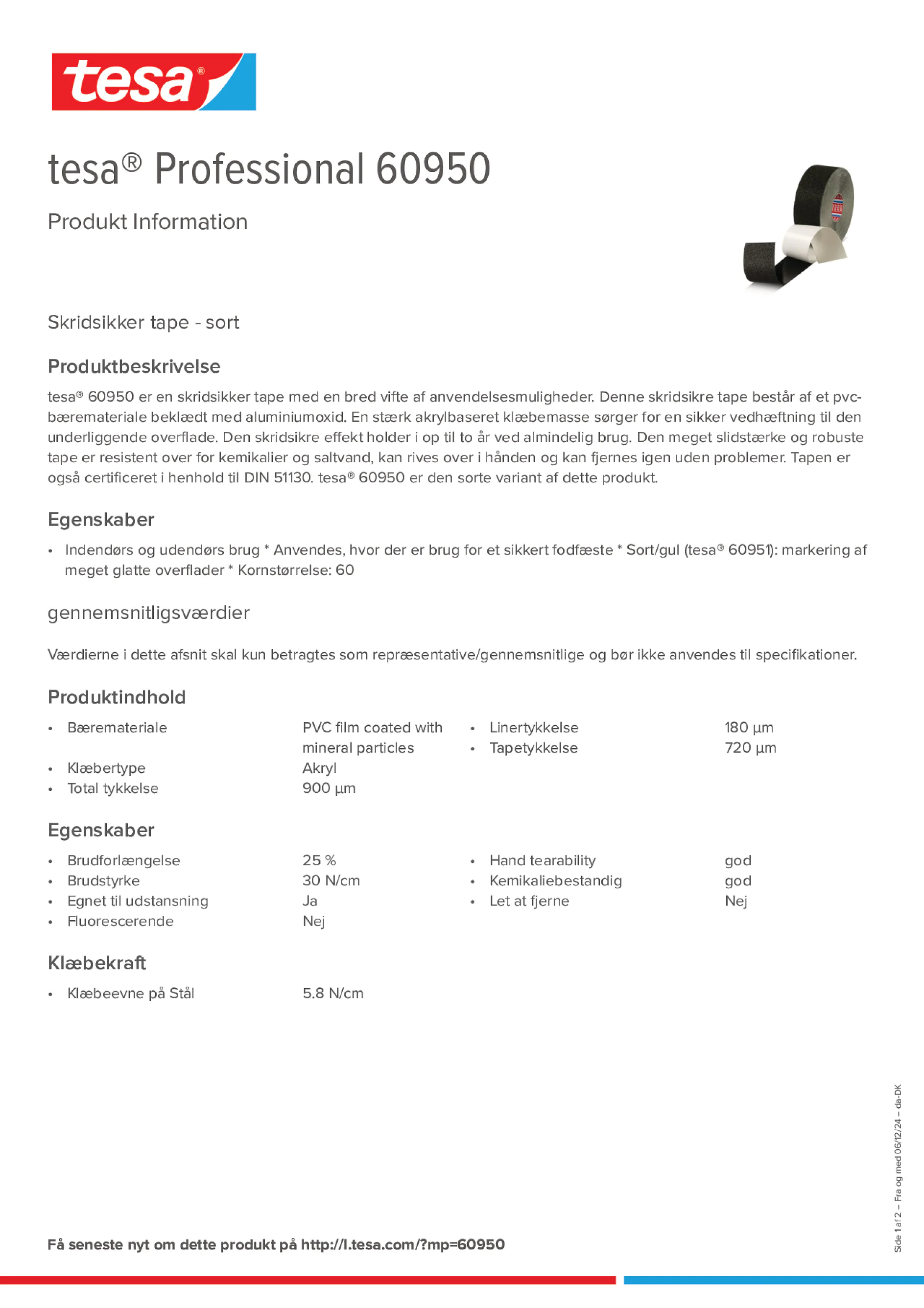 Product information_tesa® Professional 60950_da-DK