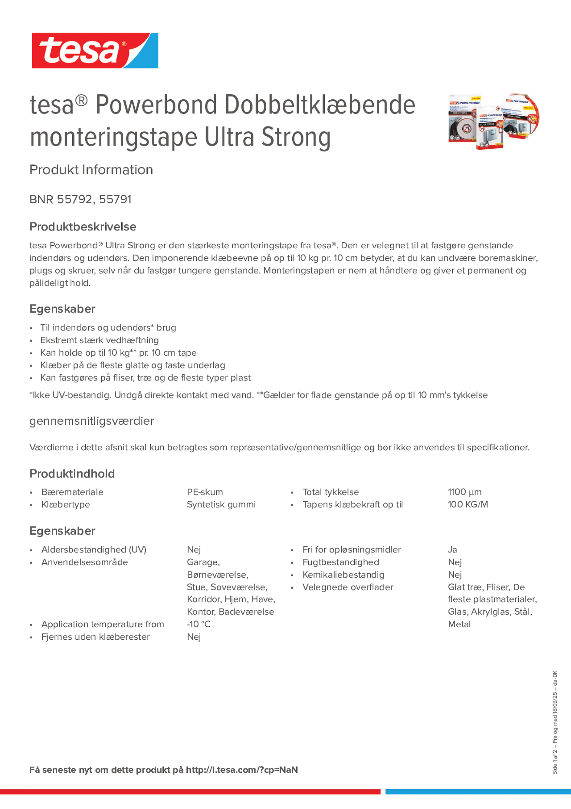 Product information_tesa® Powerbond 55791_da-DK