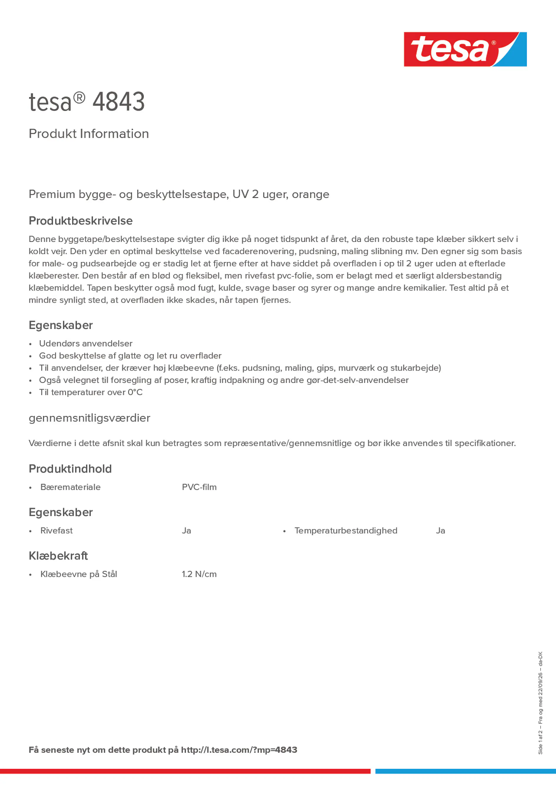 Product information_tesa® 4843_da-DK