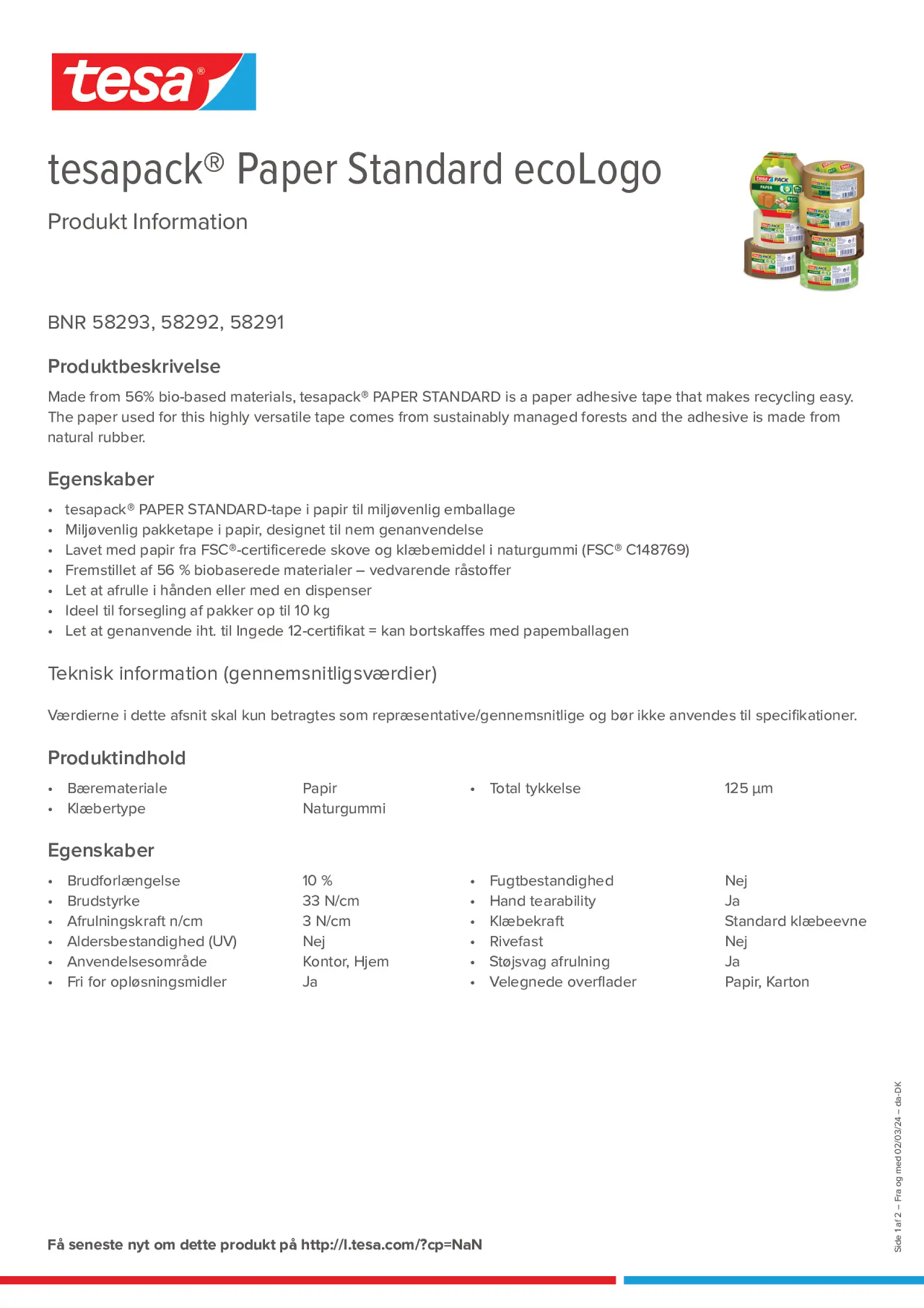 Product information_tesapack® 58293_da-DK