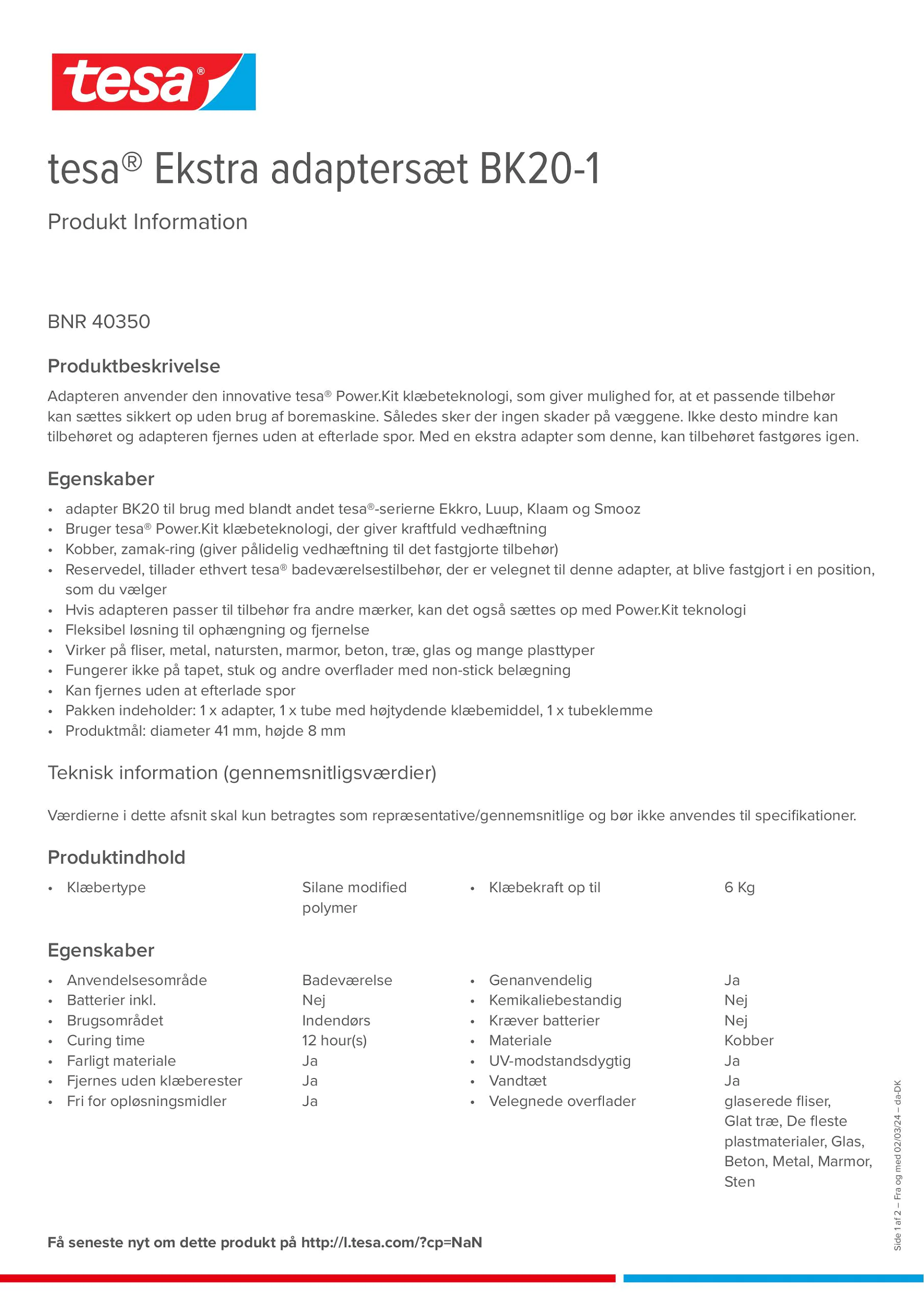 Product information_tesa® 40350_da-DK