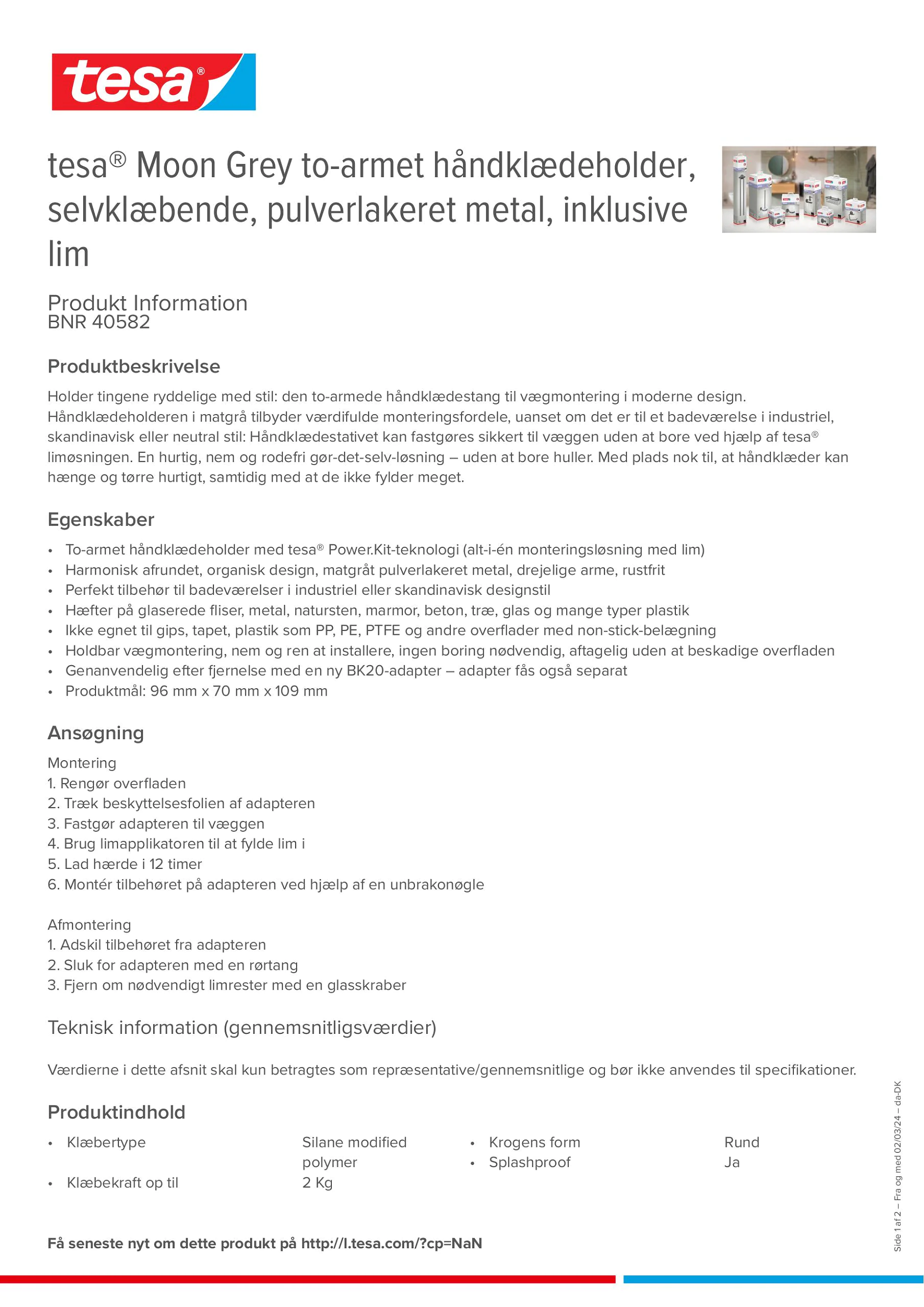 Product information_tesa® 40582_da-DK