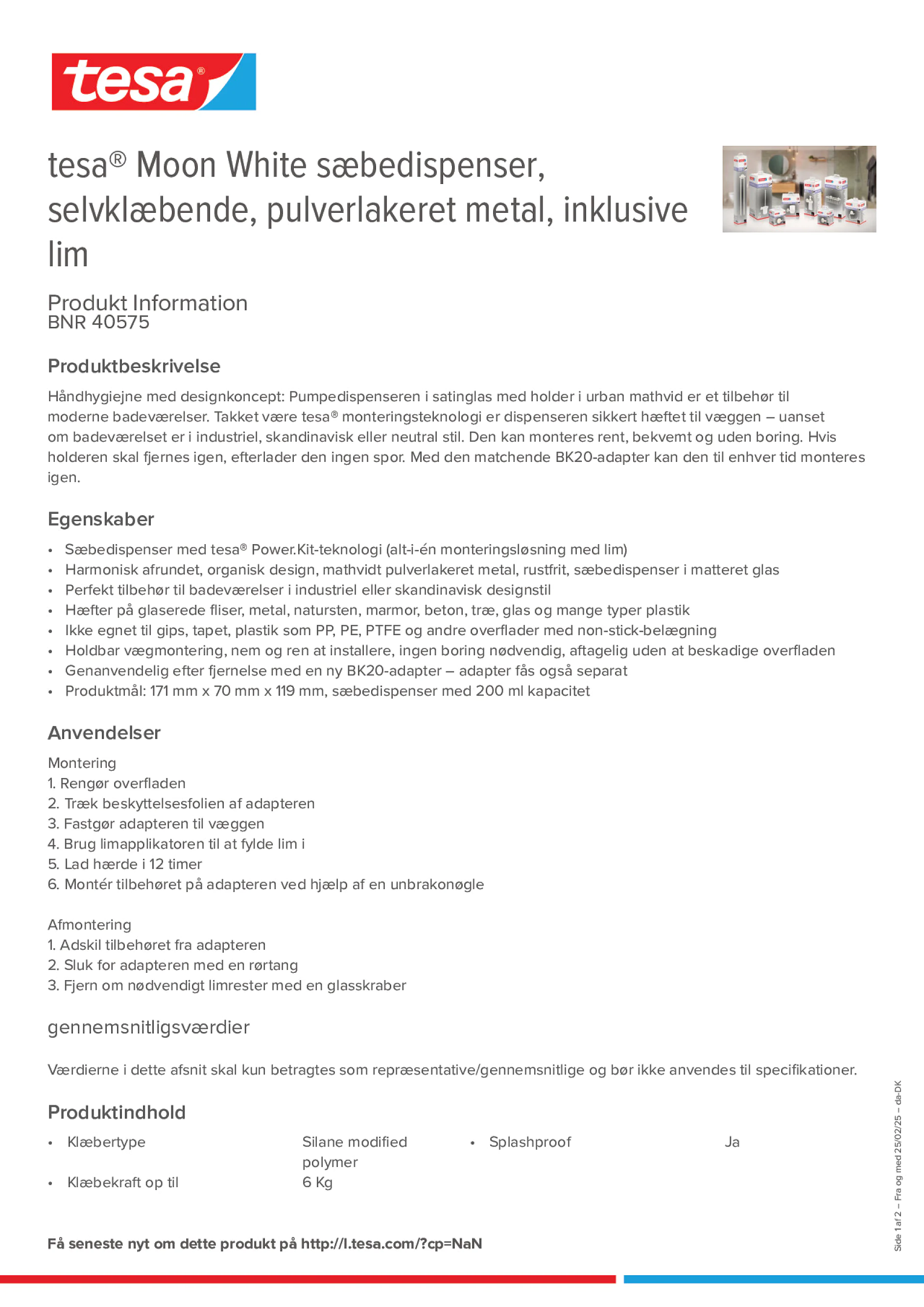 Product information_tesa® 40575_da-DK