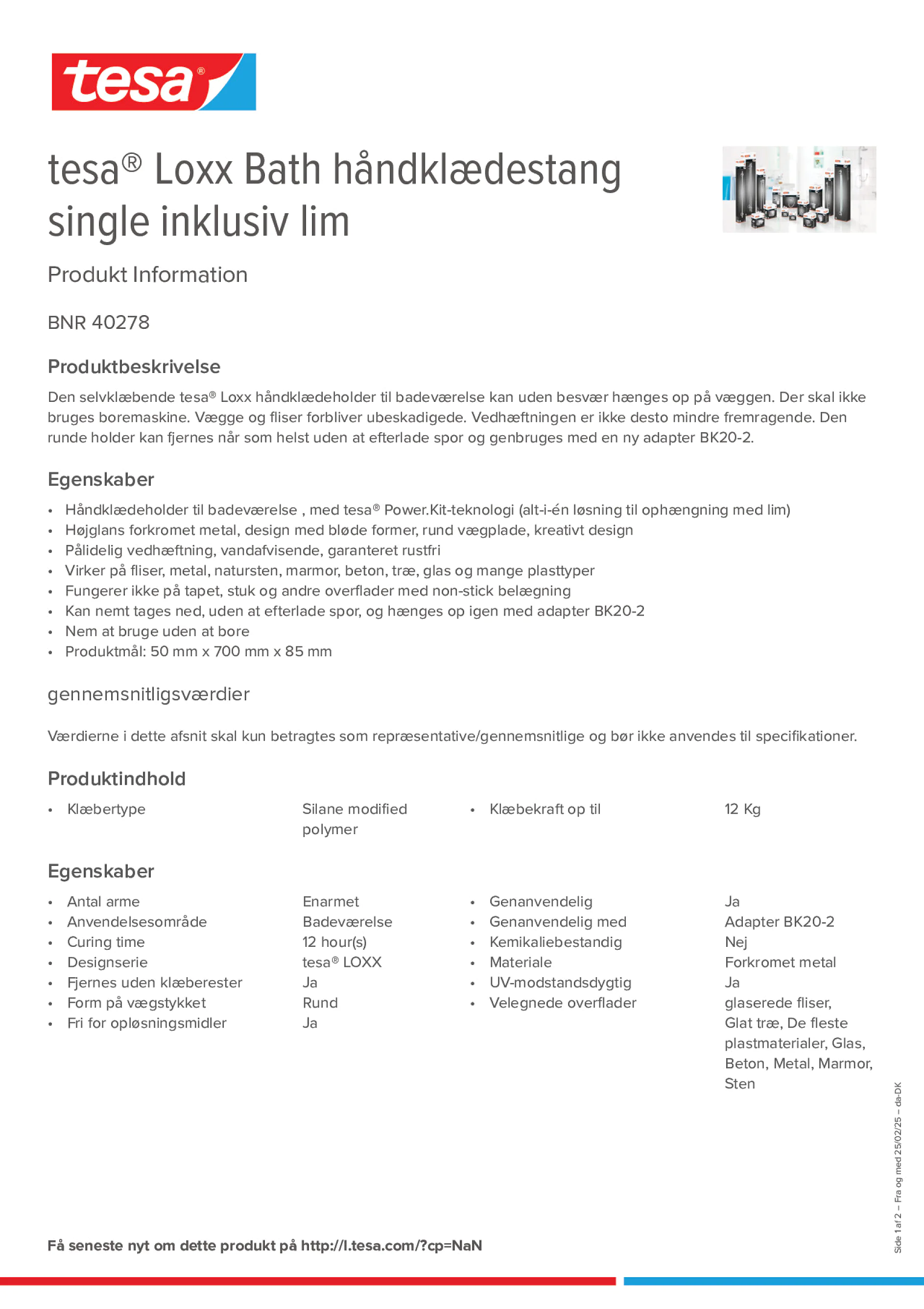 Product information_tesa® 40278_da-DK