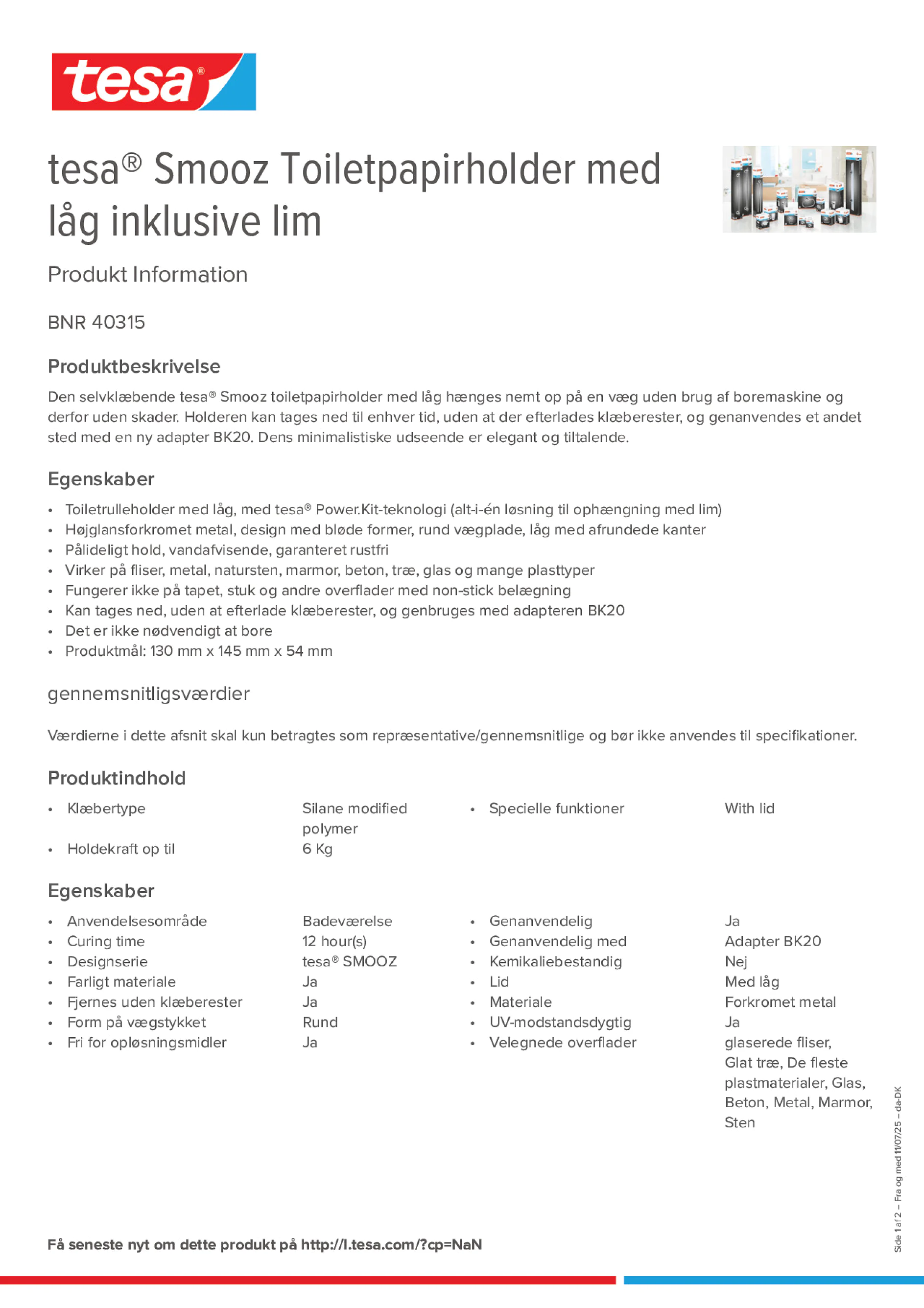 Product information_tesa® 40315_da-DK