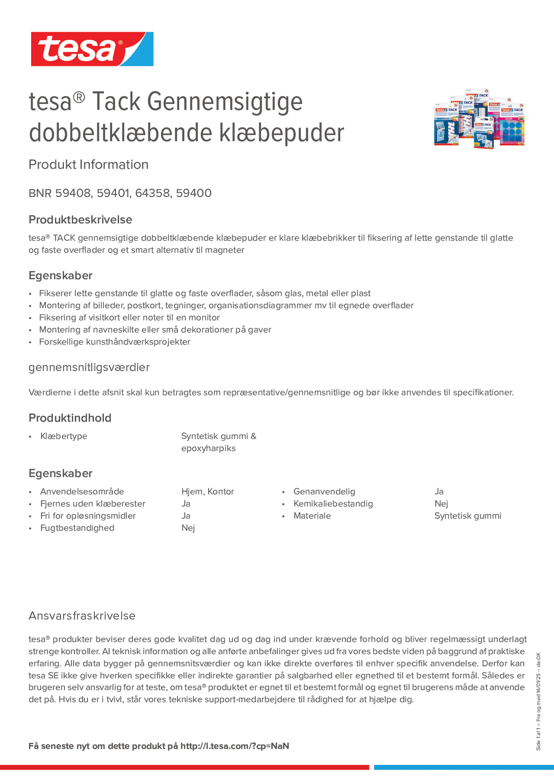 Product information_tesa® Tack 59401_da-DK