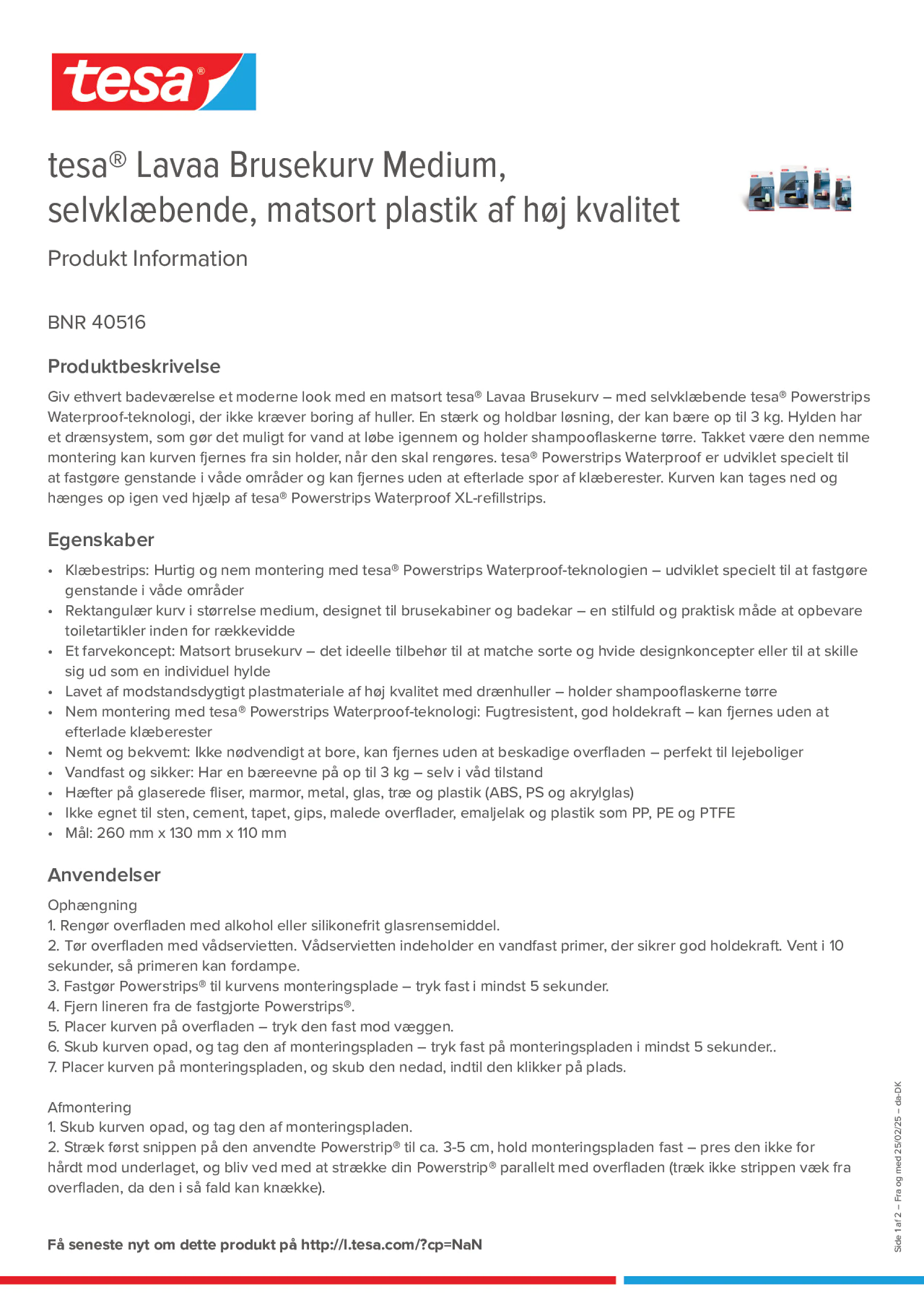 Product information_tesa® 40516_da-DK