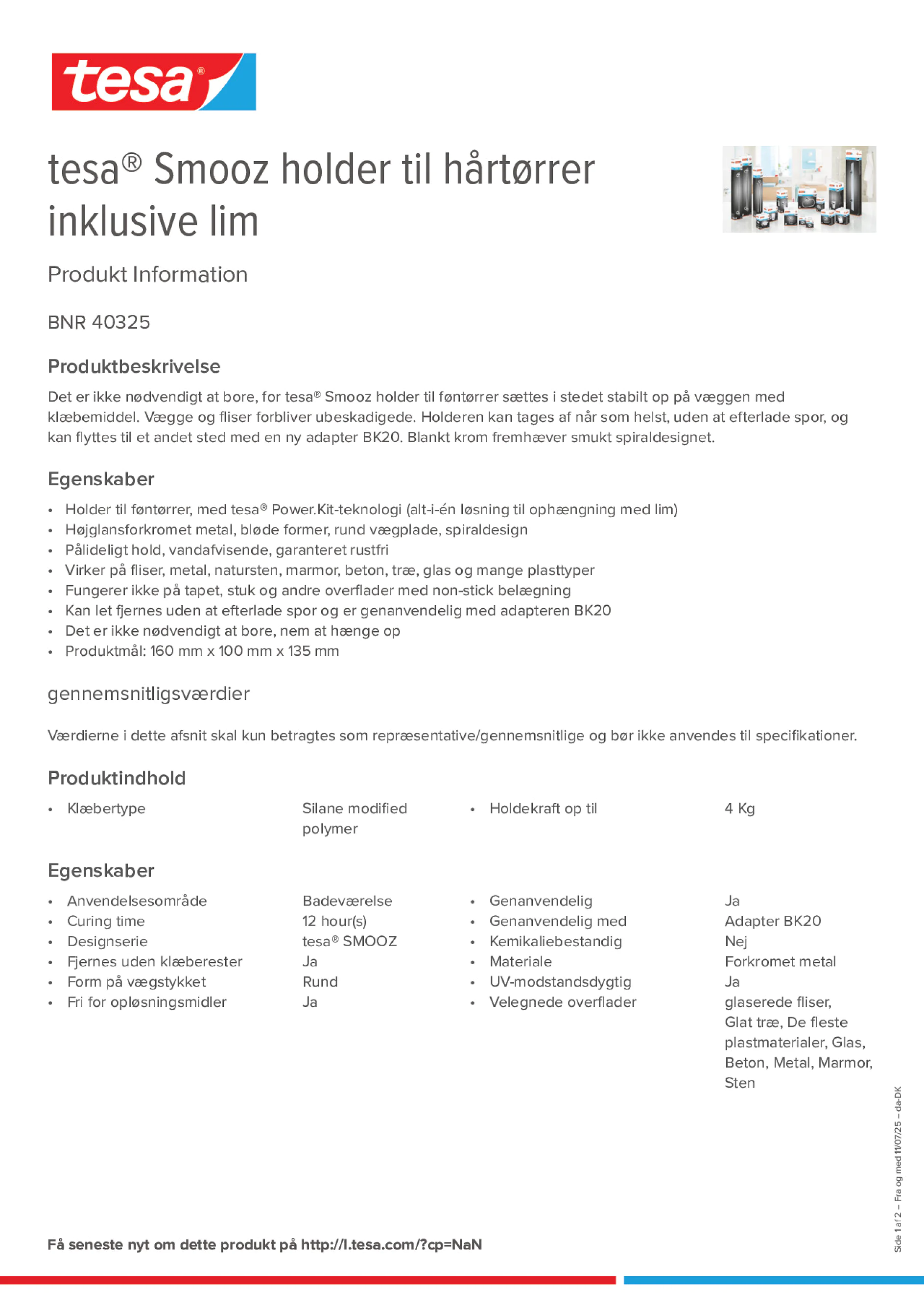 Product information_tesa® 40325_da-DK