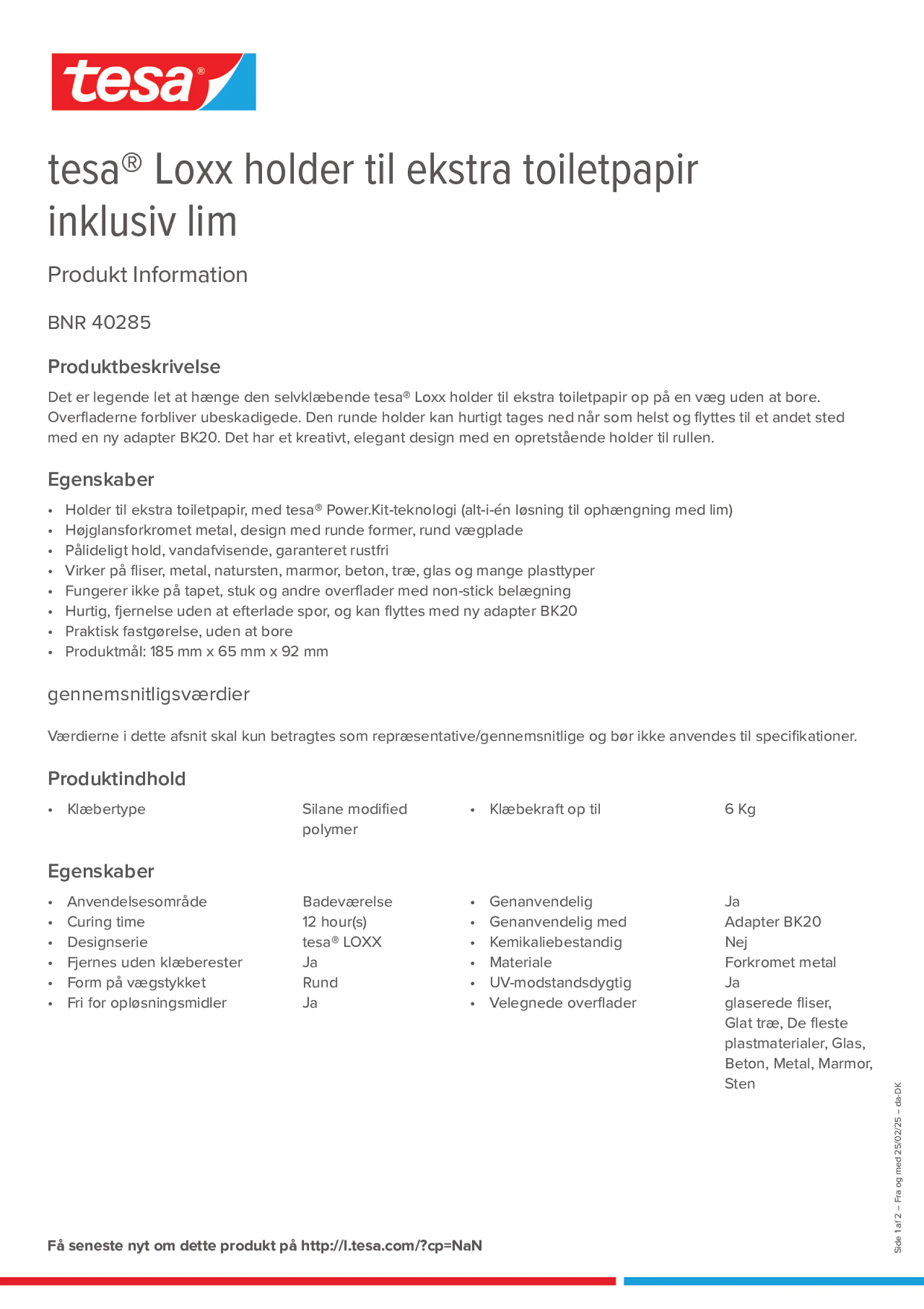 Product information_tesa® 40285_da-DK