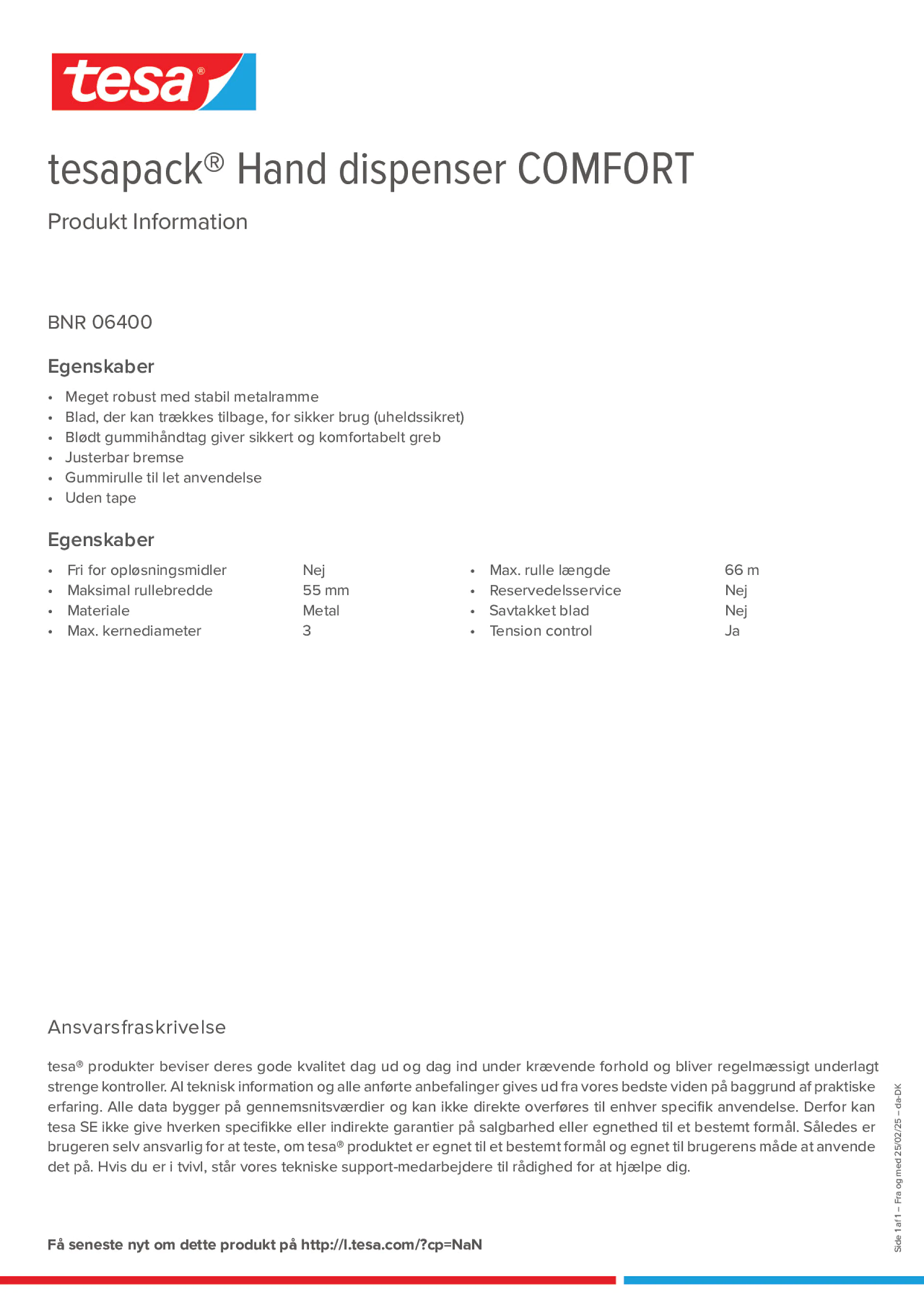 Product information_tesapack® 06400_da-DK