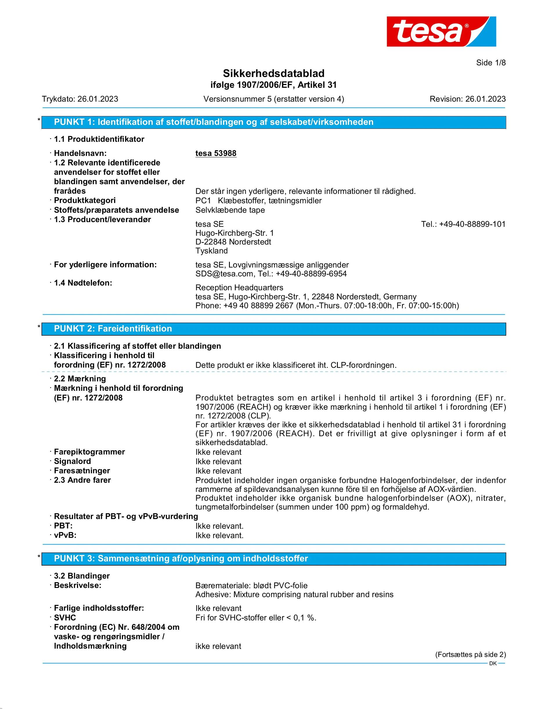 Safety data sheet_tesa® 5495_da-DK_v5