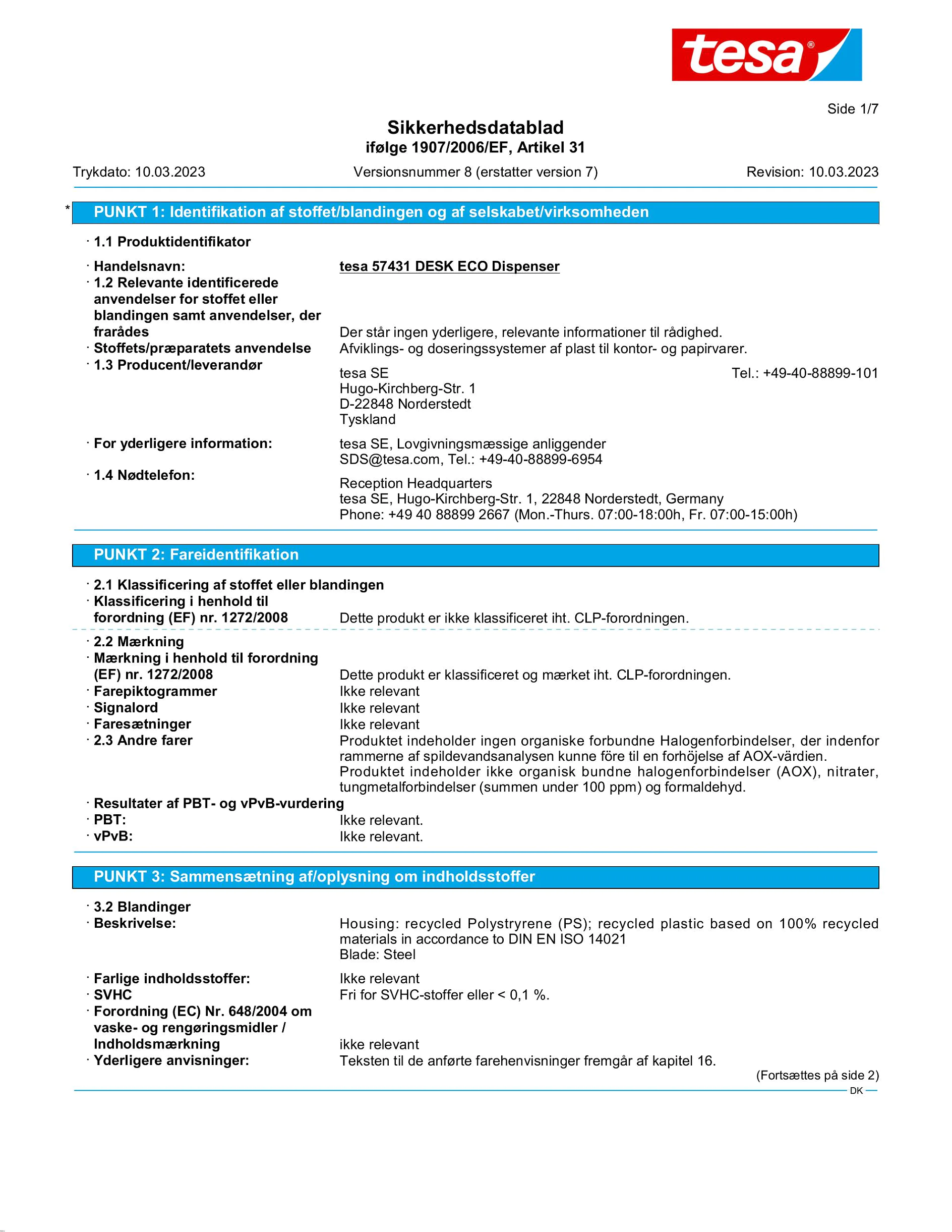 Safety data sheet_tesa® Easy Cut 57431_da-DK_v8