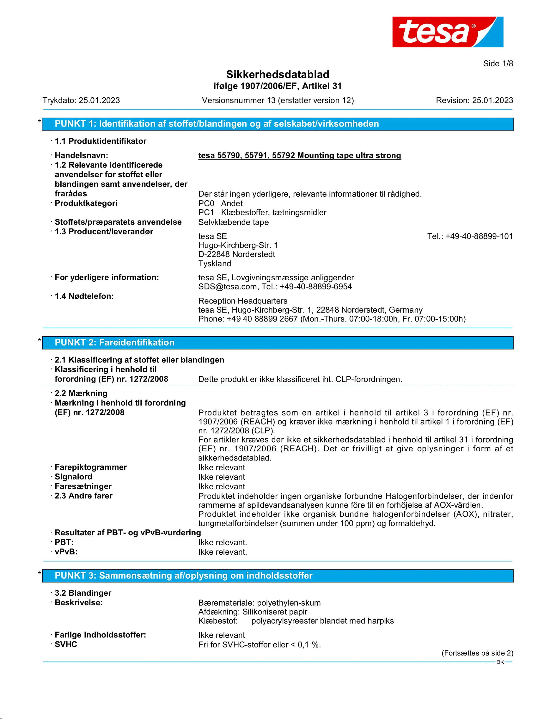 Safety data sheet_tesa® Powerbond 55791_da-DK_v13