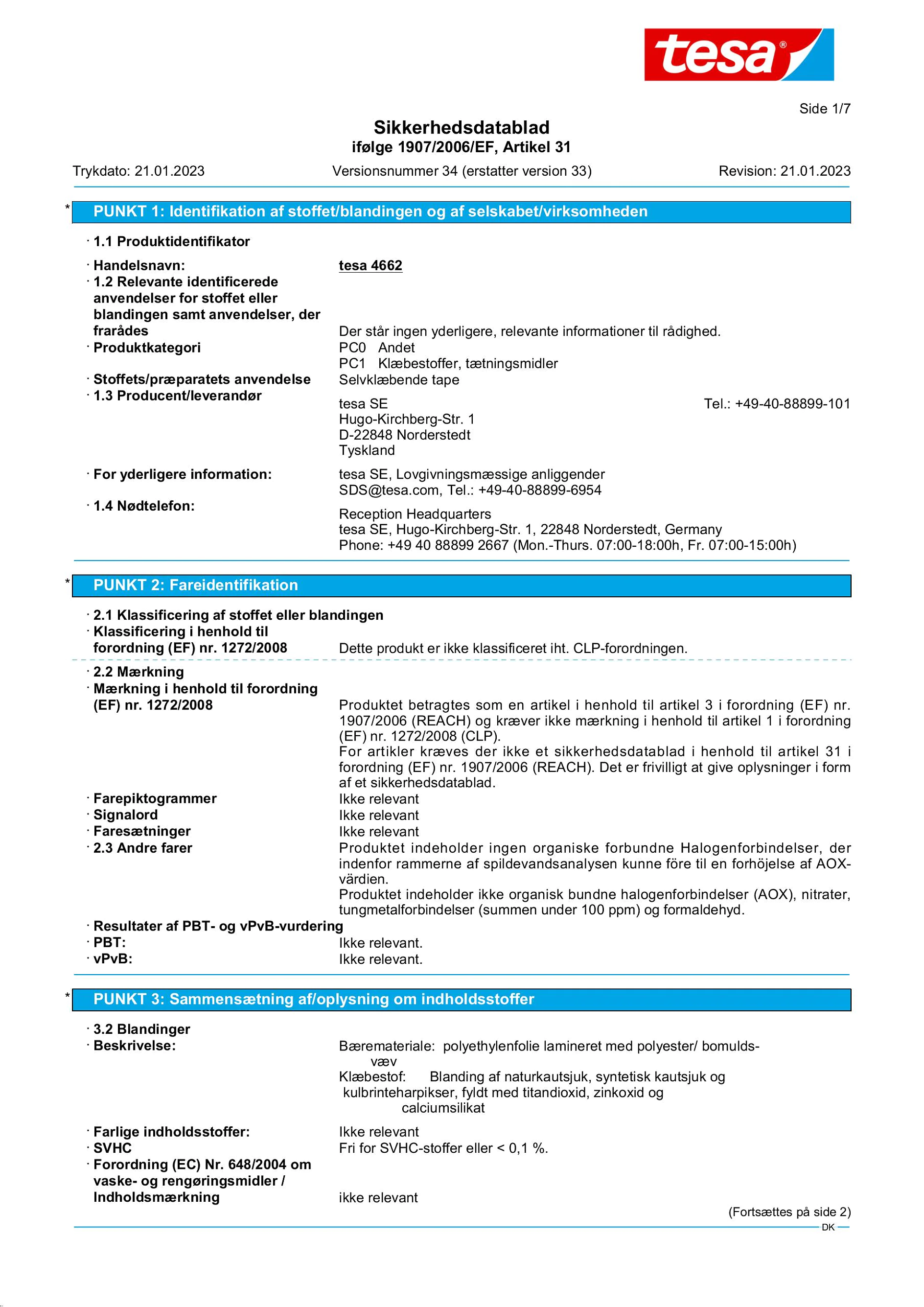 Safety data sheet_tesa® Professional 4662_da-DK_v34