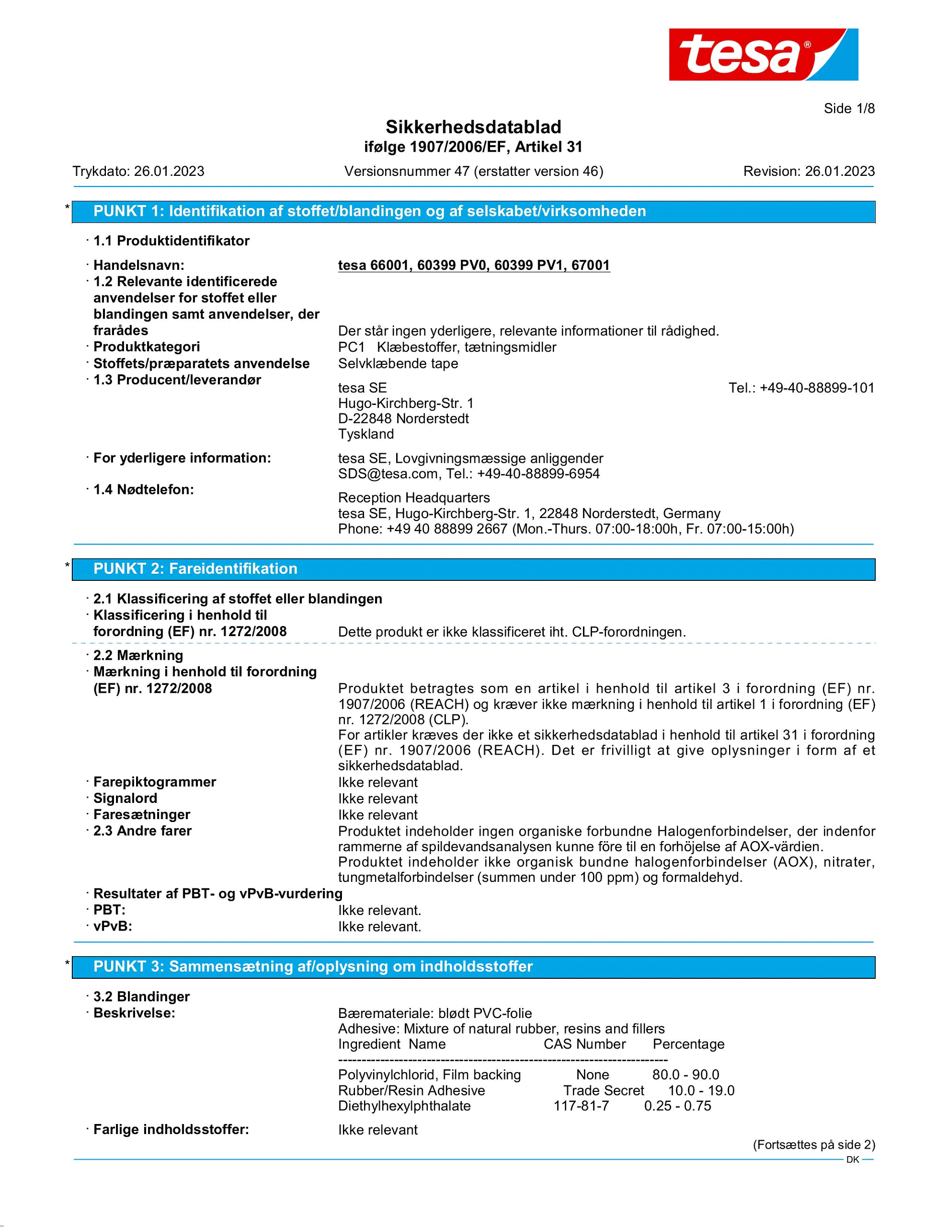 Safety data sheet_tesa® Professional 66001_da-DK_v47
