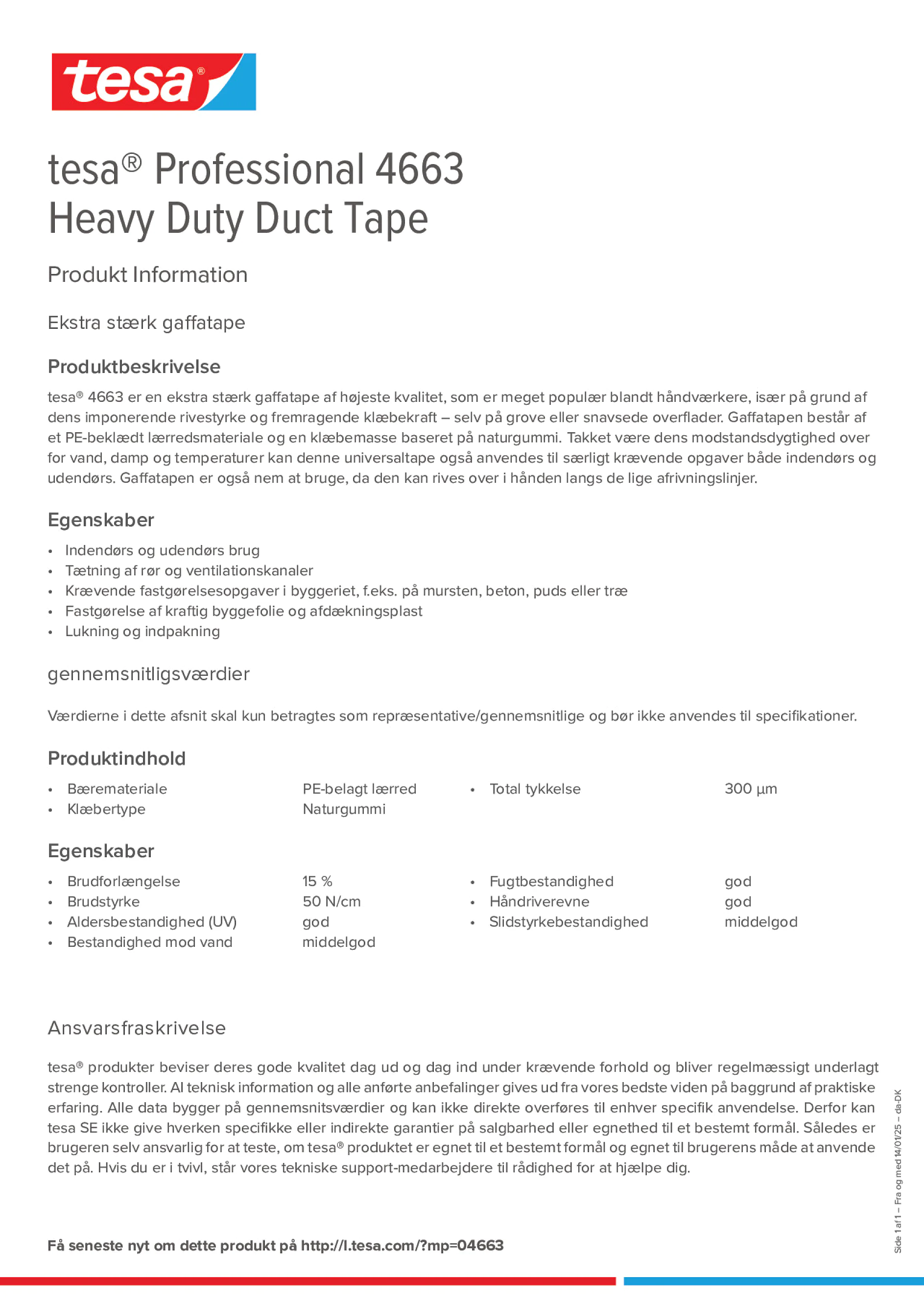 Product information_tesa® Professional 04663_da-DK