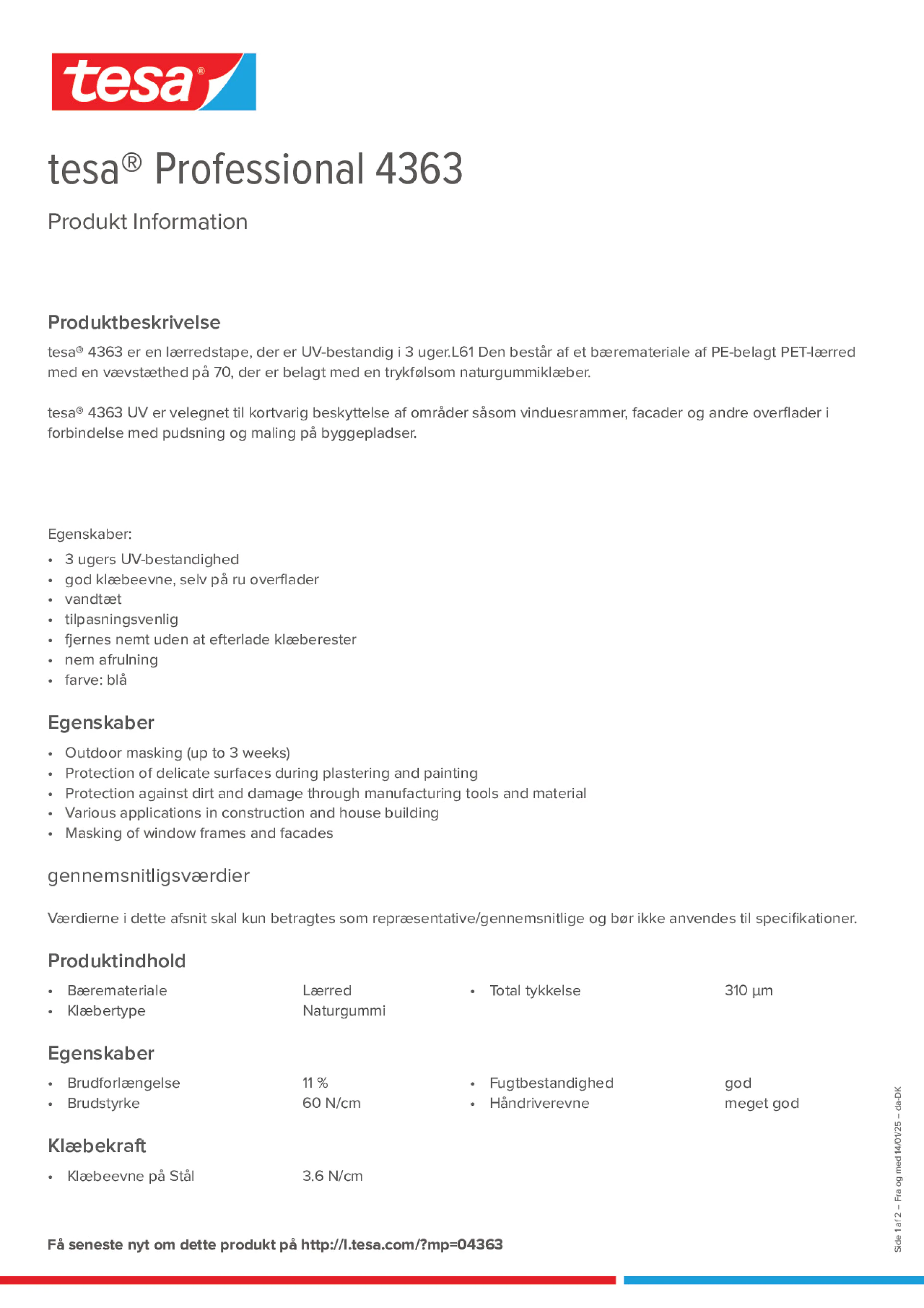 Product information_tesa® Professional 04363_da-DK