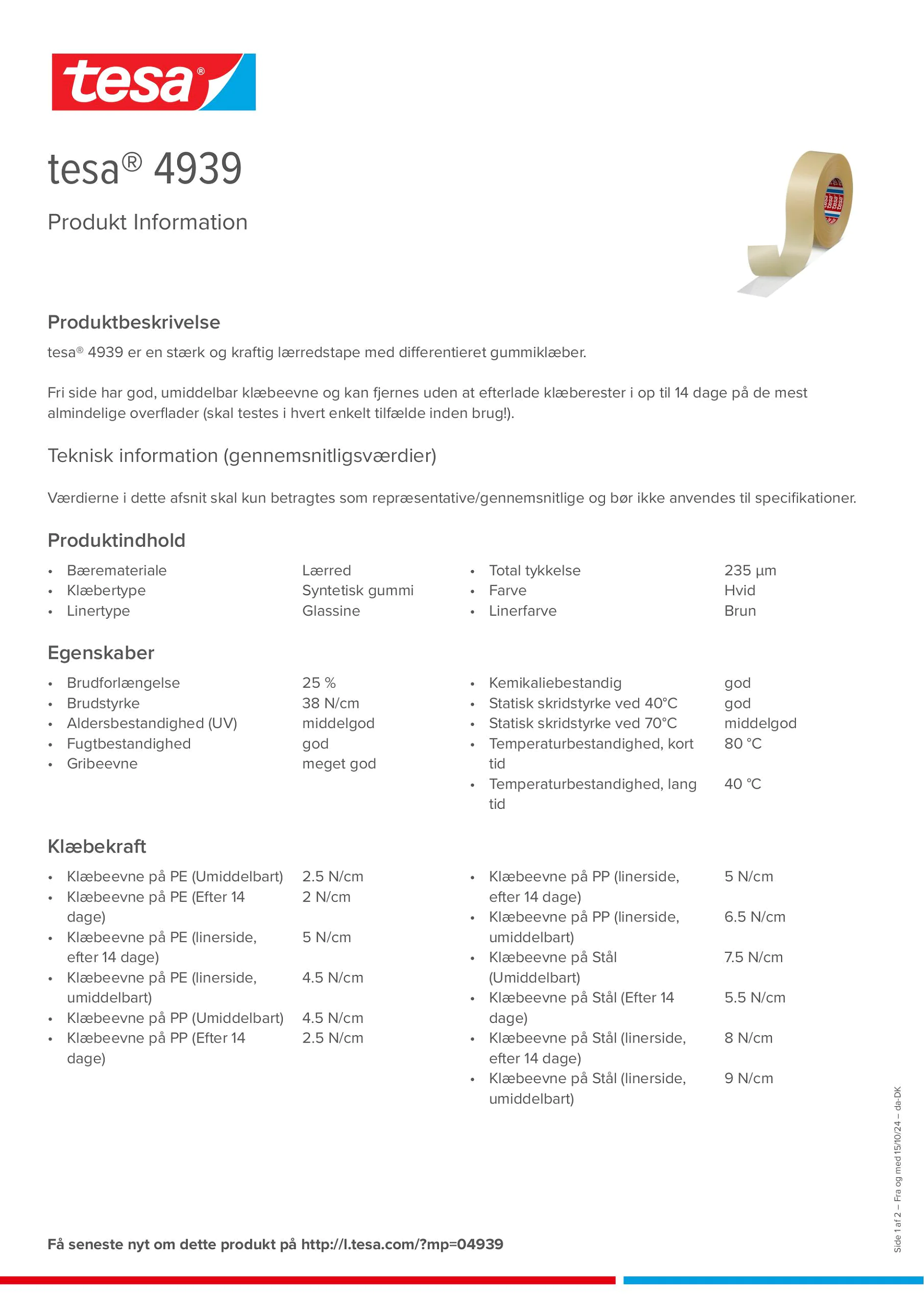 Product information_tesa® 4939_da-DK